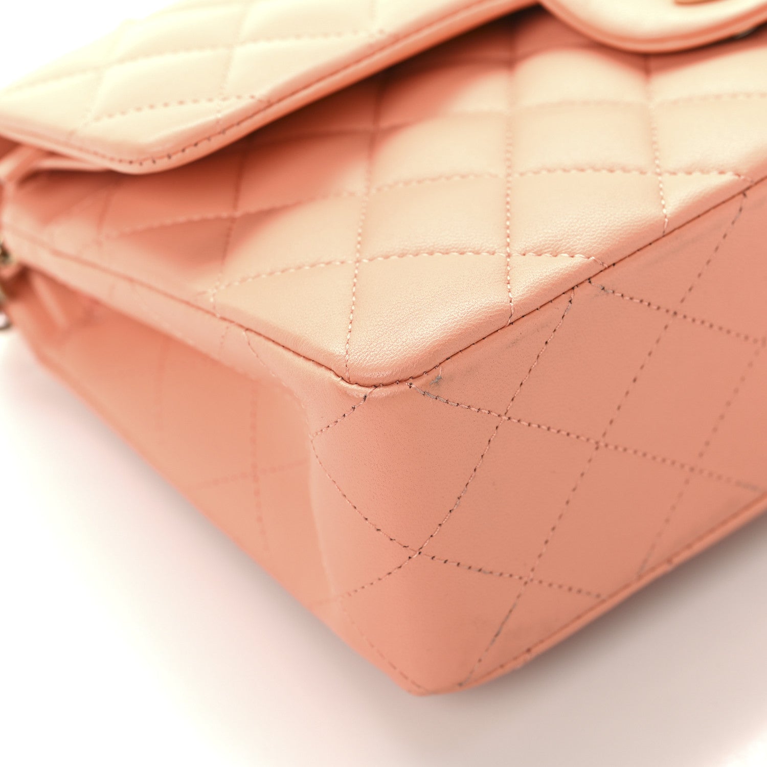 Lambskin Quilted Small Double Flap Light Orange