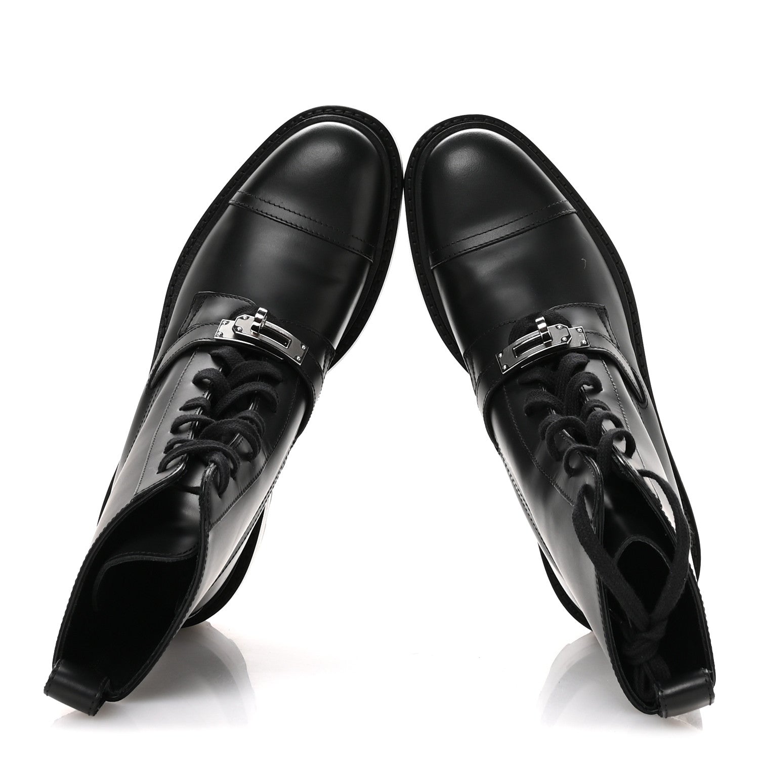 Glossed Calfskin Funk Ankle Boots 36 Black