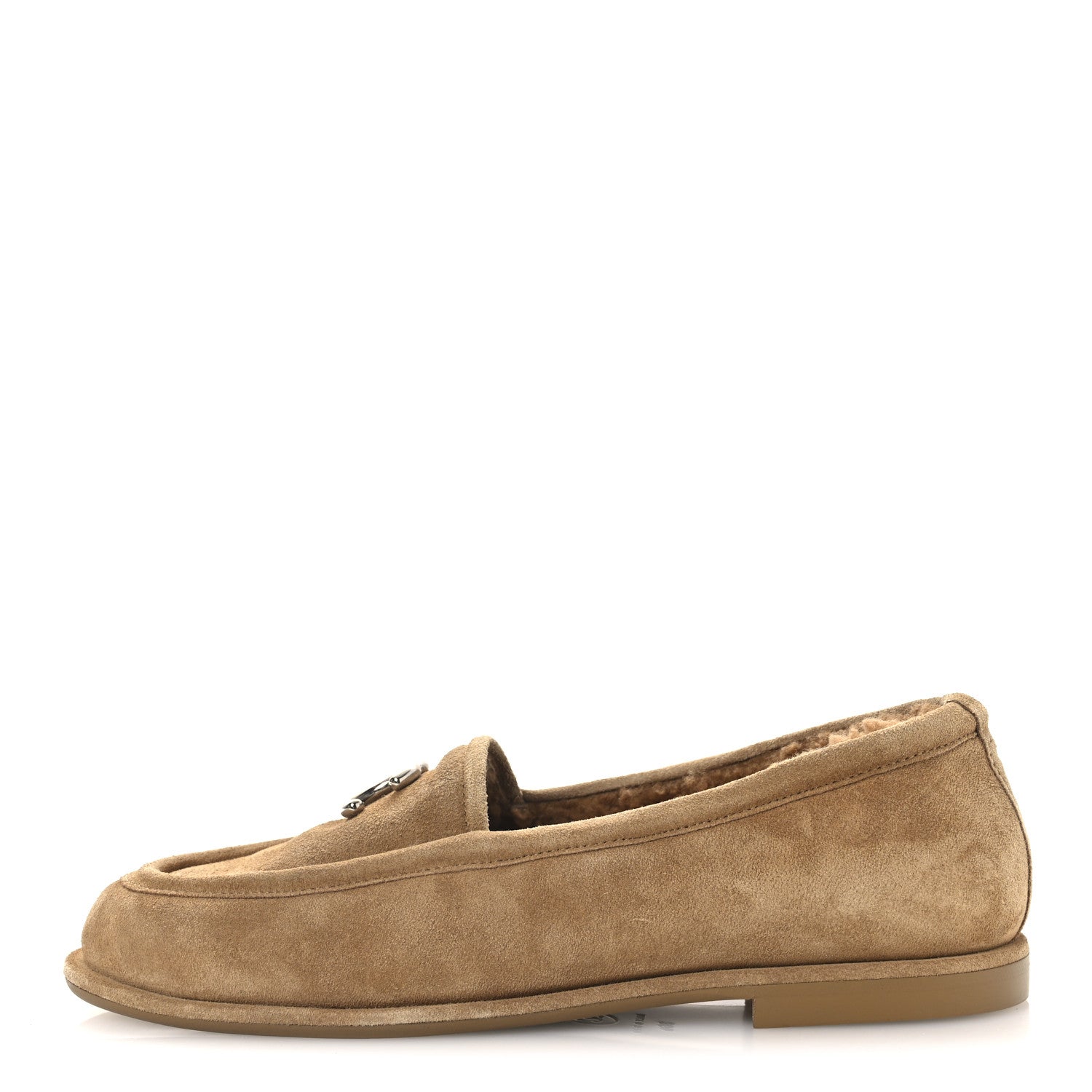 Suede Calfskin CC Loafers 36.5 Dark Beige