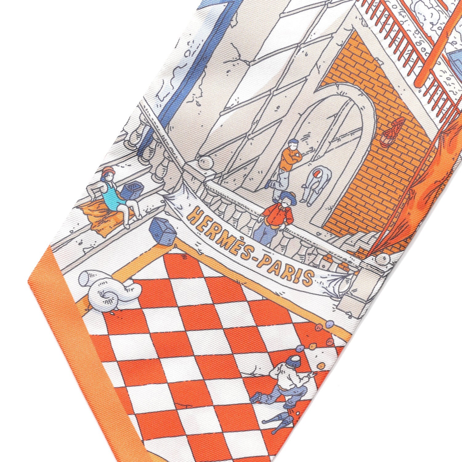 Silk Le Grand Prix du Faubourg Maxi Twilly Slim Orange Bleu Jean