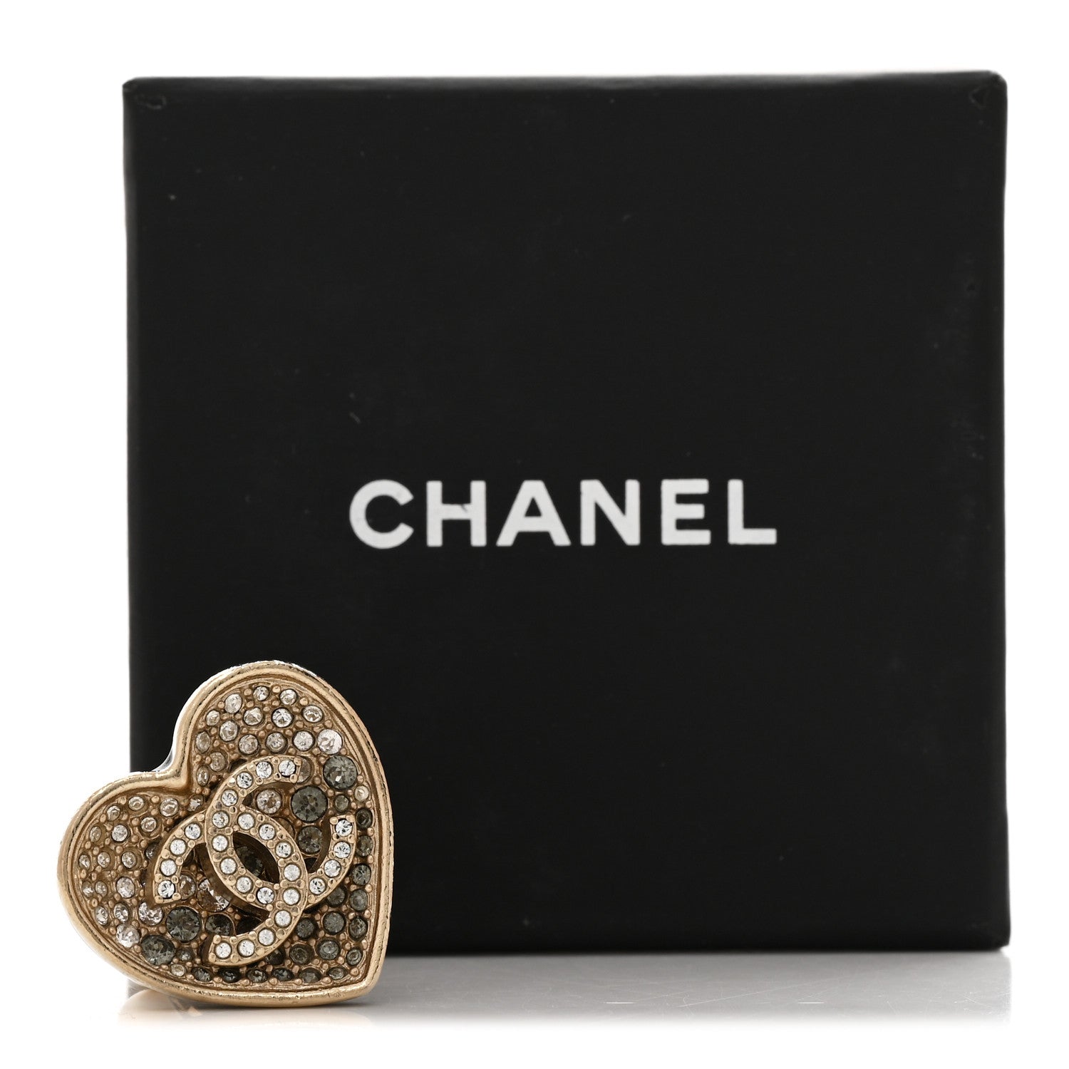 Crystal CC Resin Heart Ring Gold Black