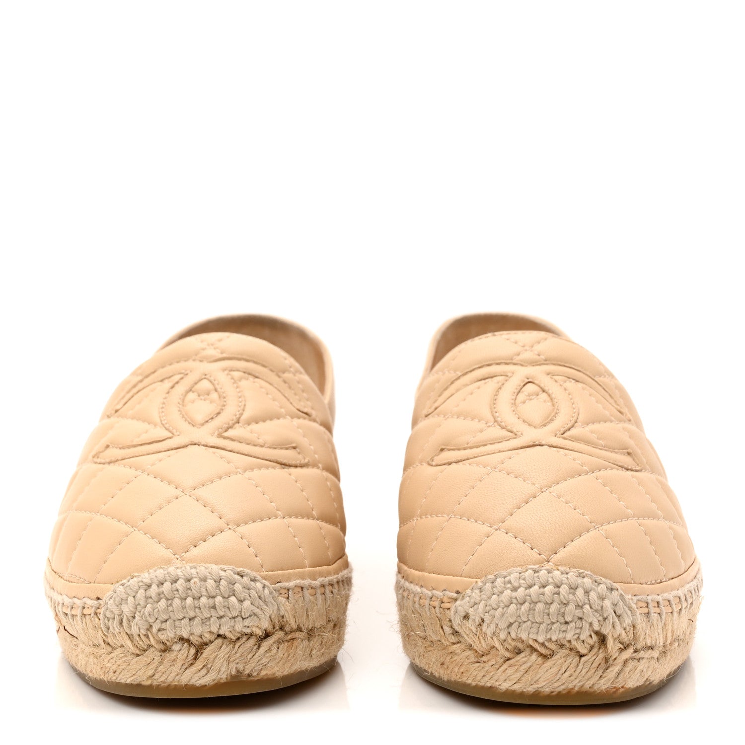 Lambskin Quilted CC Espadrilles 36 Beige