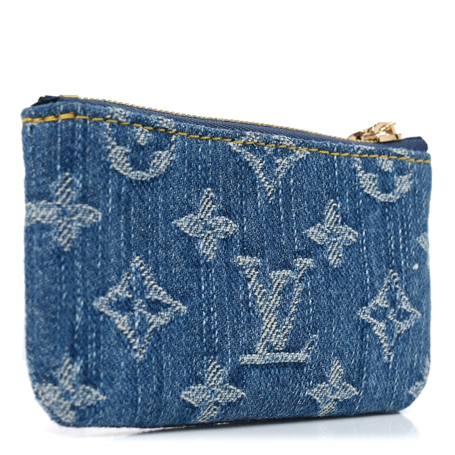 LV X TM Monogram Denim Cerises Key Pouch Blue