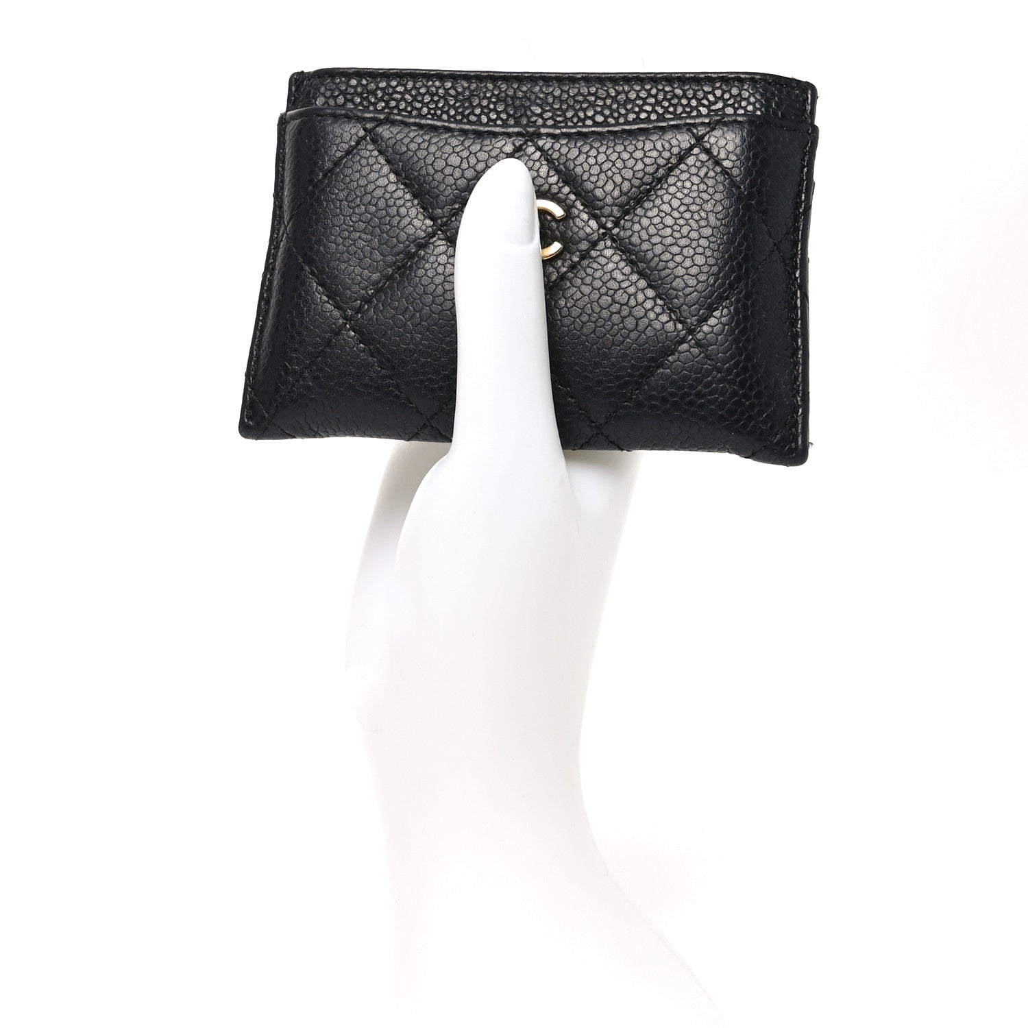 Caviar Quilted Card Holder Black