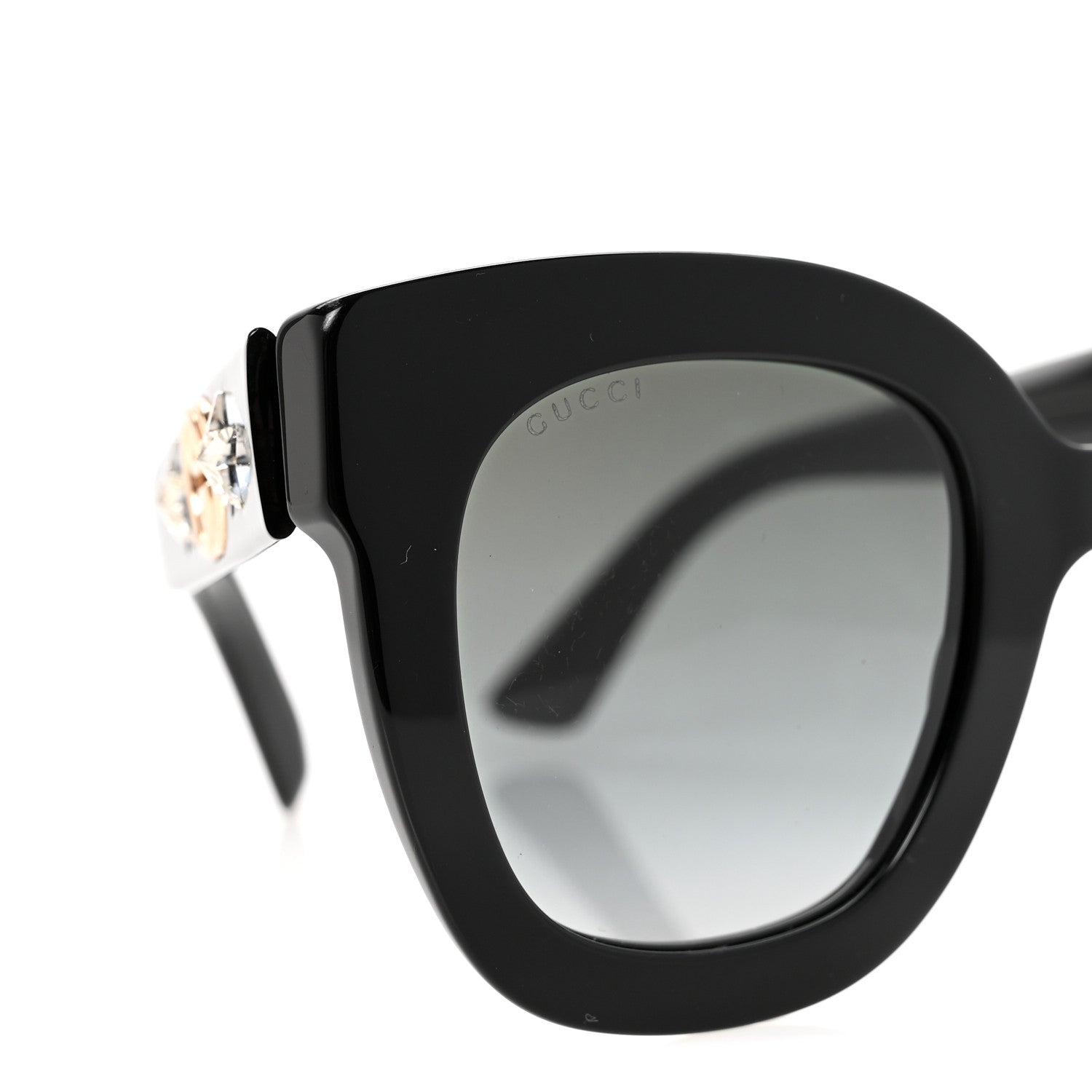 Acetate Crystal Star Round Frame Sunglasses GG0208S Black
