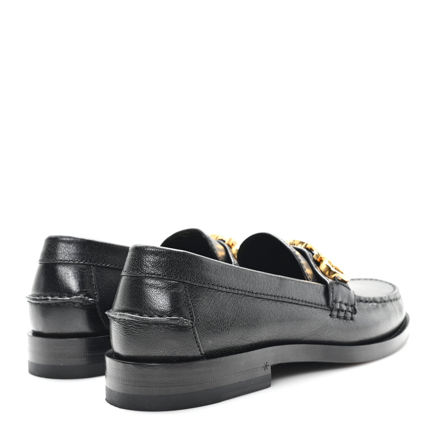 Goatskin Womens Logo 15mm Loafers 35.5 Black