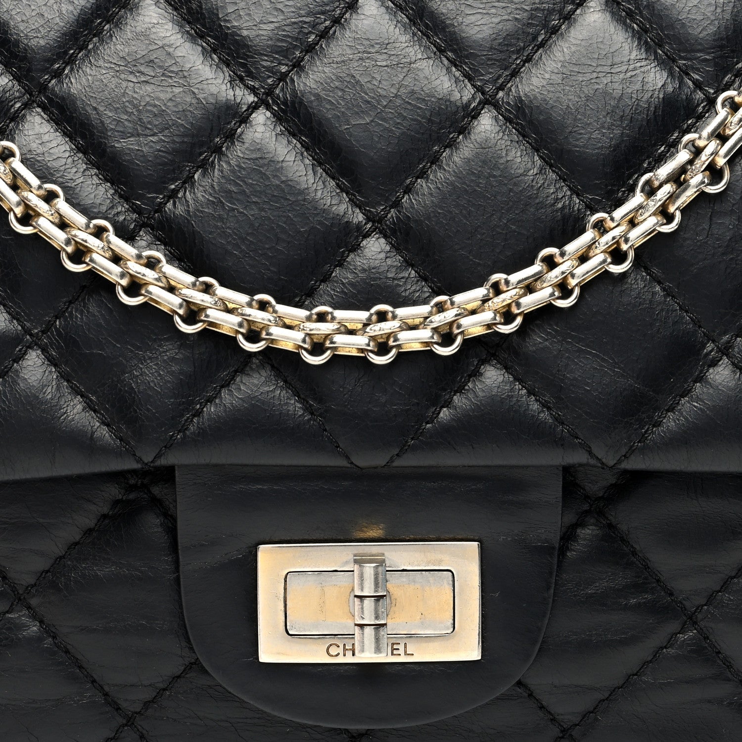 Aged Calfskin Quilted 2.55 Reissue 227 Flap Black