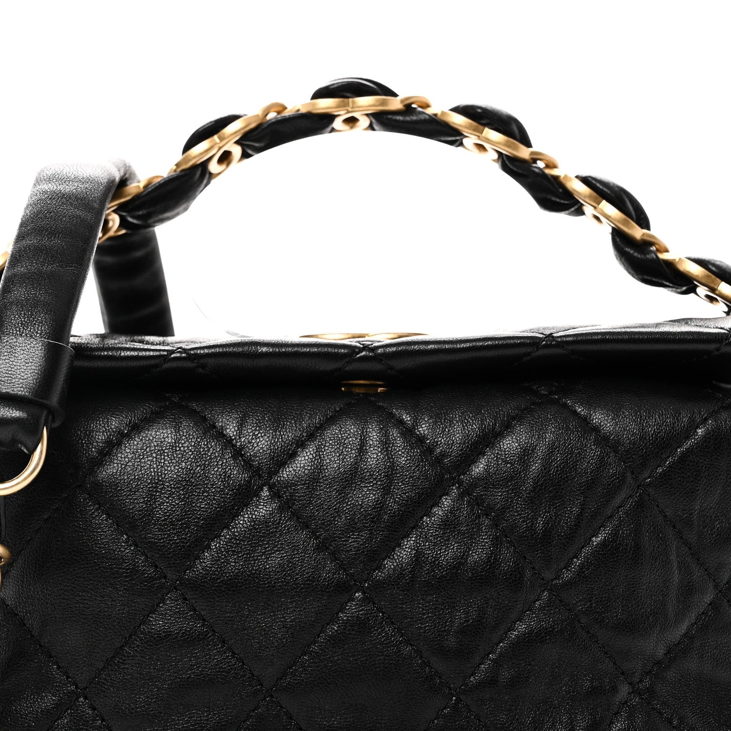 Crumpled Lambskin Quilted Small CC Links Shoulder Bag Black