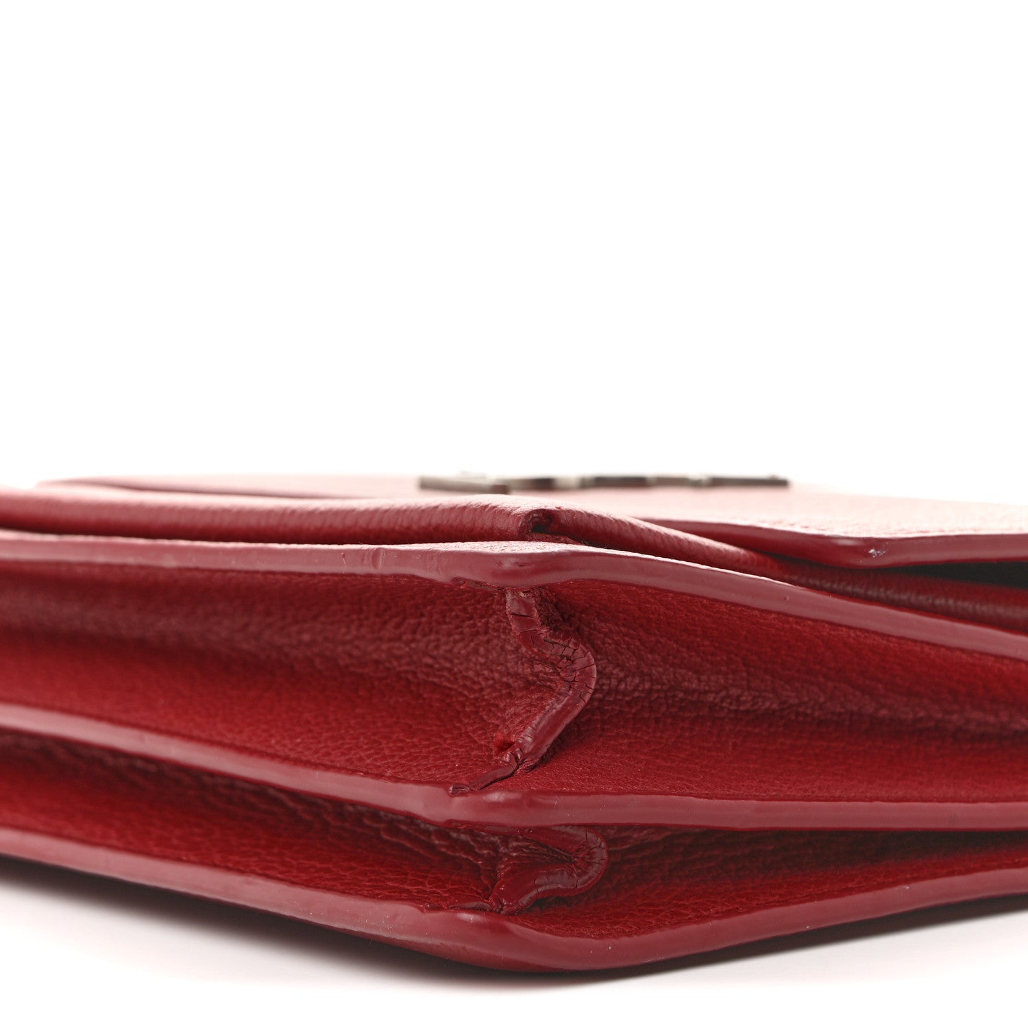 Grained Calfskin Medium Monogram Sunset Satchel Red