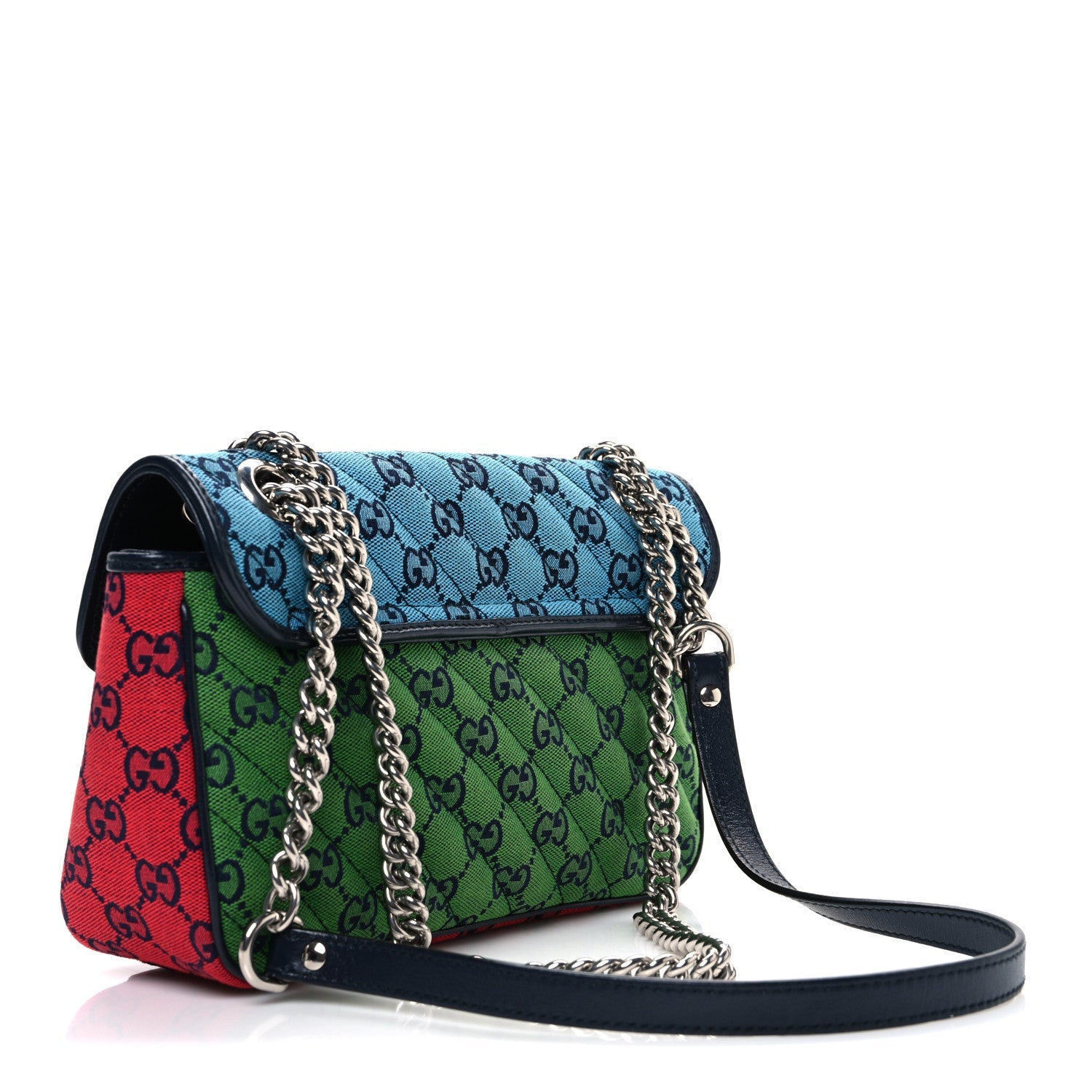 Monogram Multicolor Matelasse Diagonal Small GG Marmont Shoulder Bag Light Blue Pink Blue Green Red