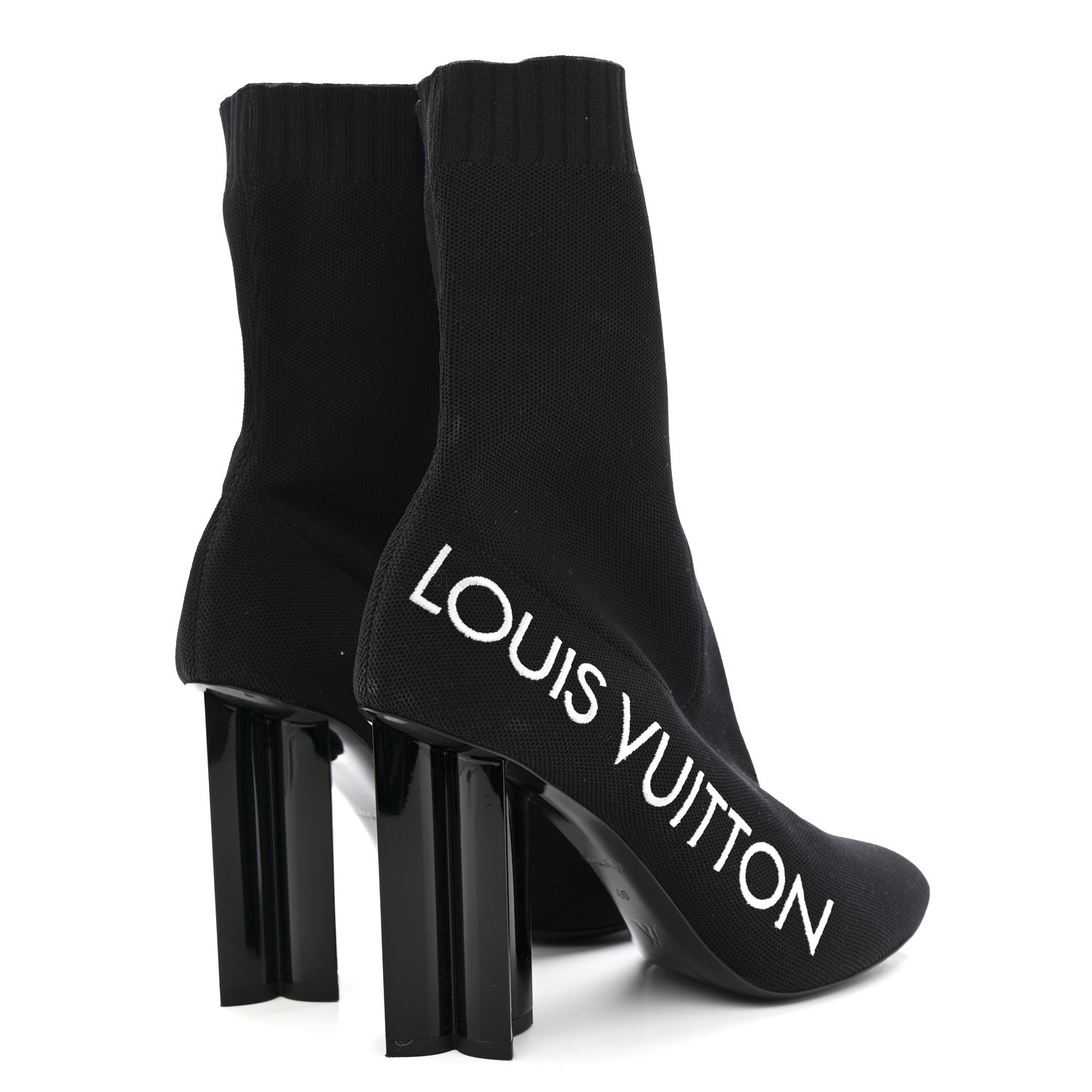 Stretch Fabric Silhouette Ankle Boots 40 Black