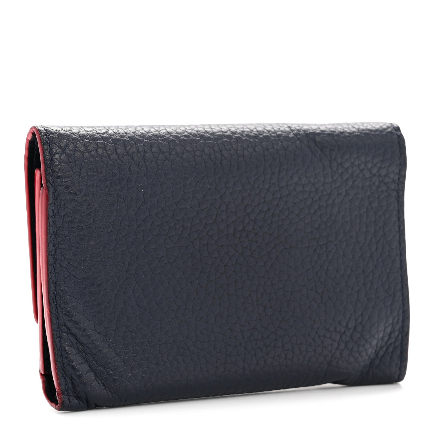 Taurillon Capucines Compact Wallet Marine Rouge
