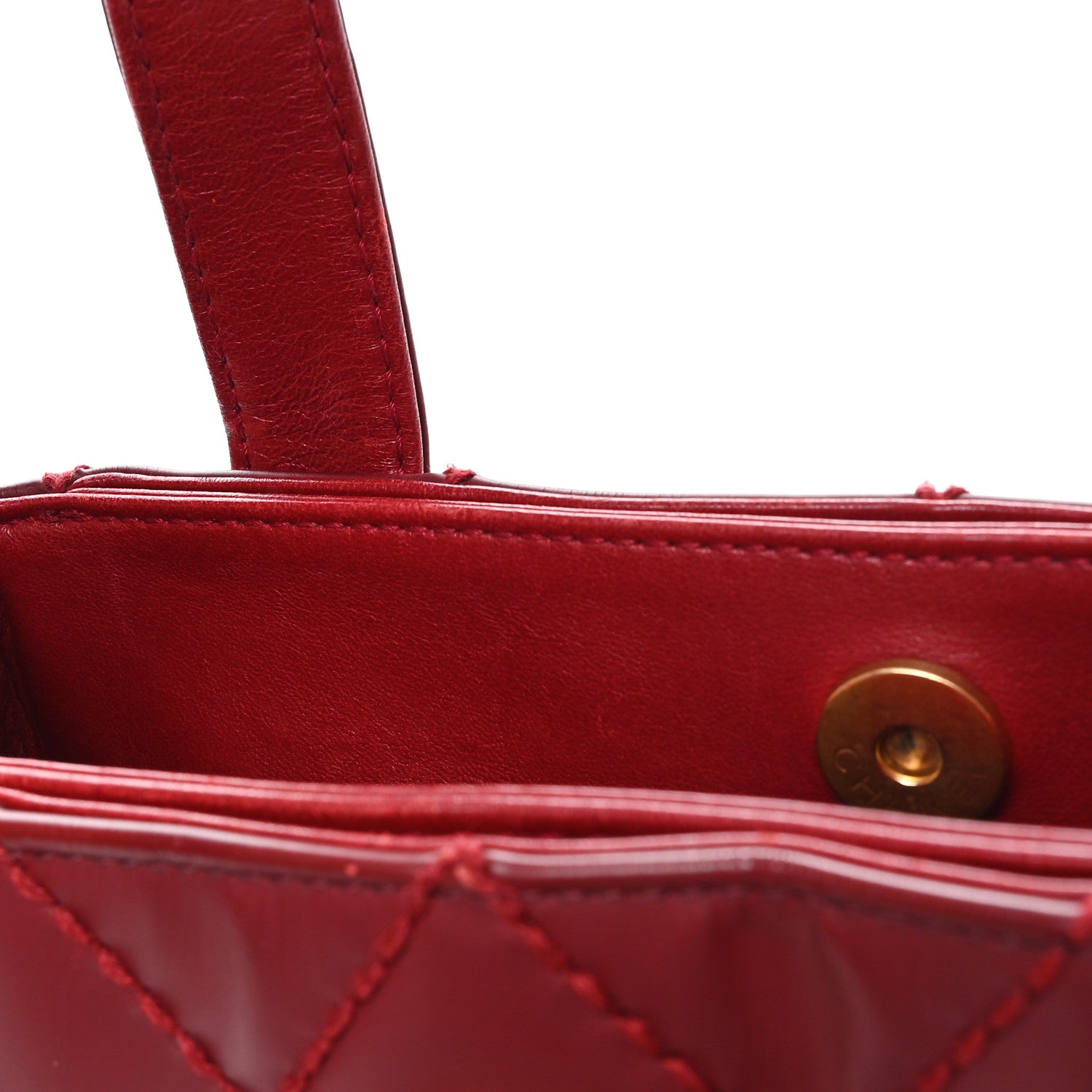 Calfskin Stitch Small Surpique Tote Red