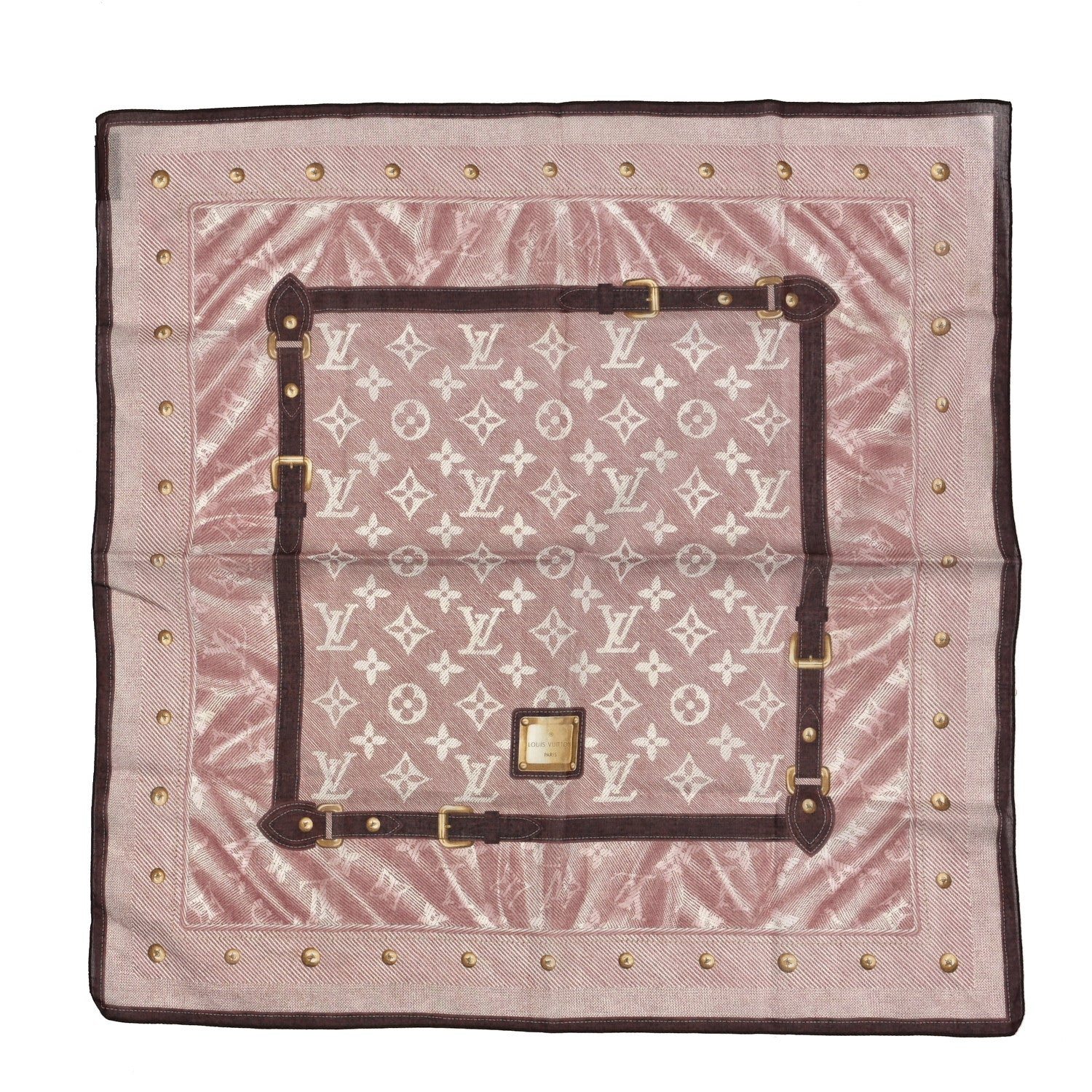 Cotton Monogram New Denim Square Scarf Cherry