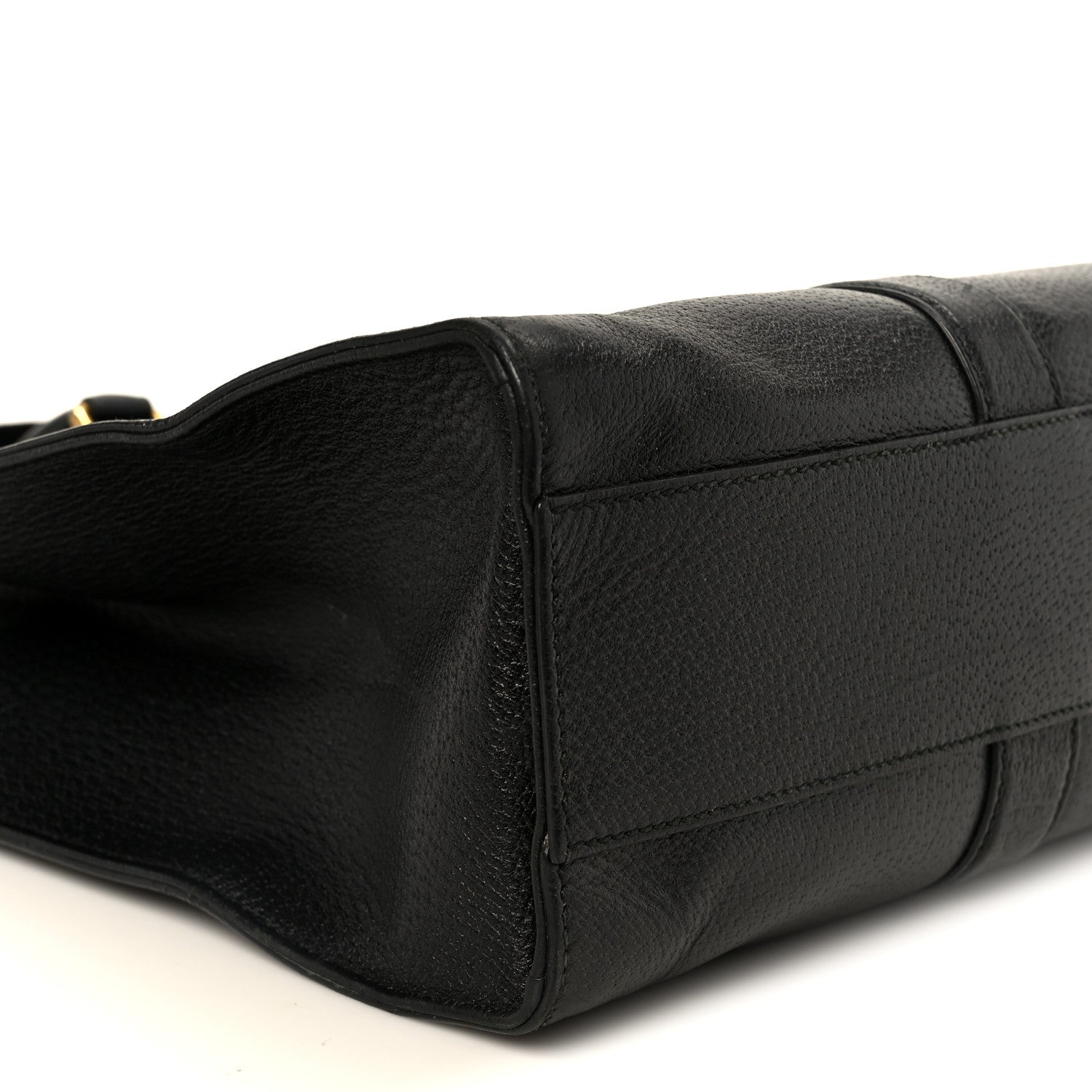 Grained Calfskin Web Top Handle Tote Black