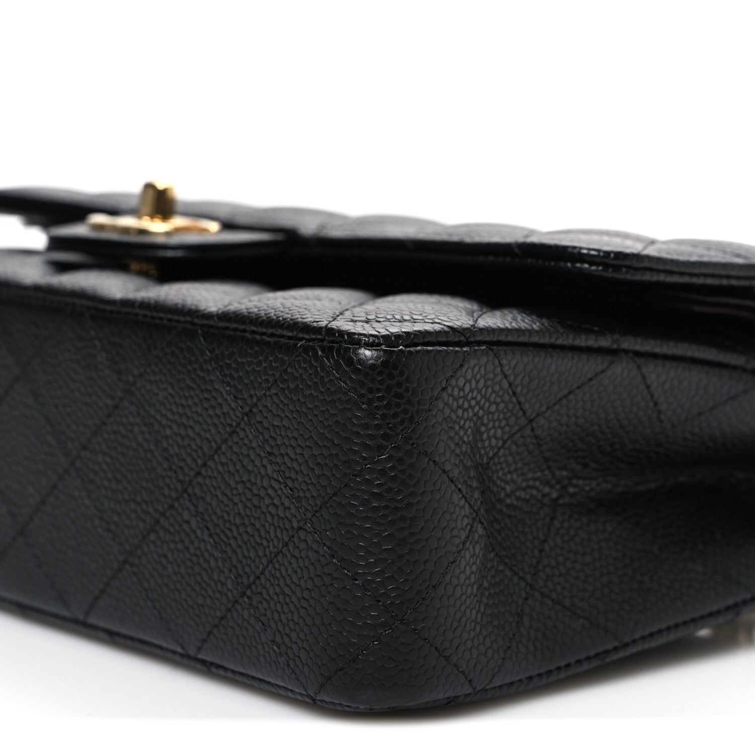 Caviar Quilted Medium Double Flap Black