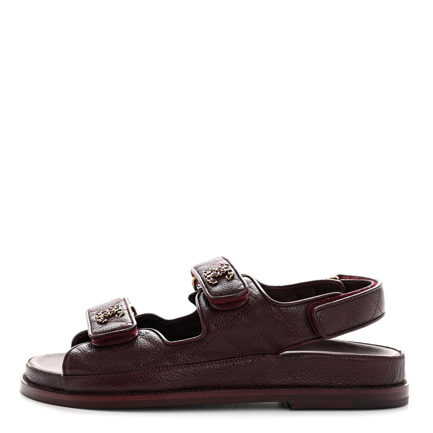 Grained Calfskin Velcro Dad Sandals 36.5 Maroon