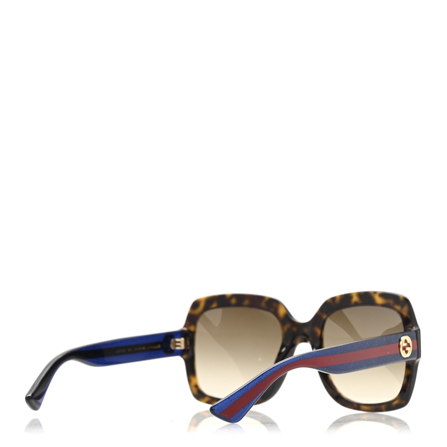 Acetate Square Frame Web Glitter Sunglasses GG0036S Brown Blue