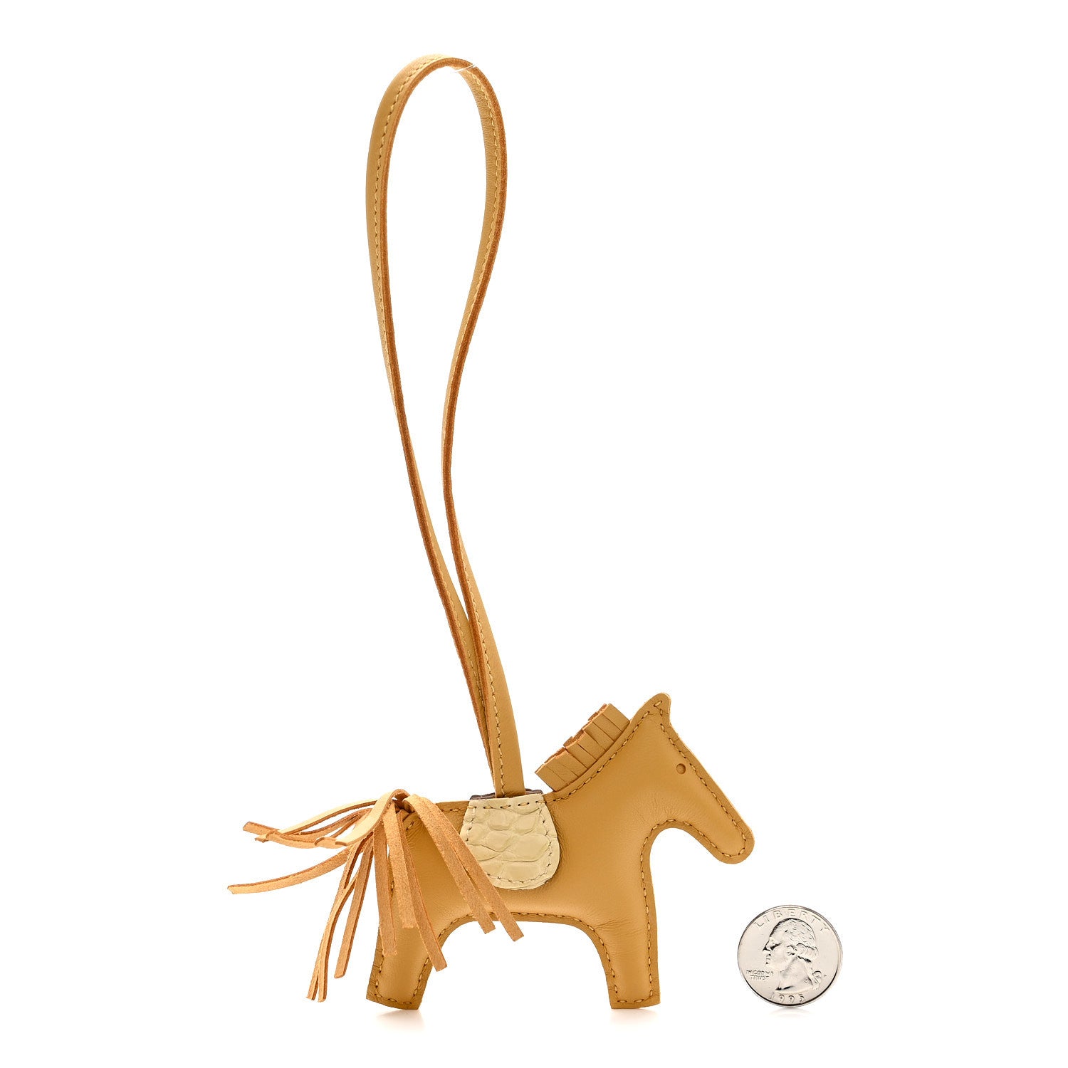 Milo Lambskin Matte Alligator Touch Grigri Rodeo Horse Bag Charm PM Paille Vanille