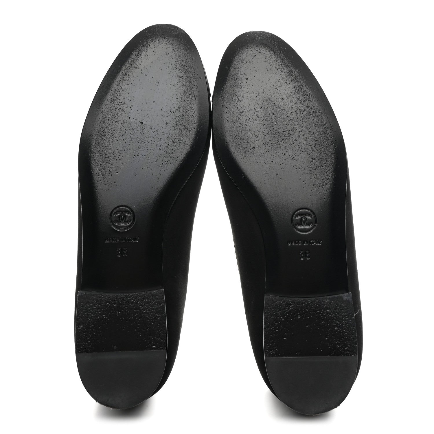 Suede Calfskin Cap Toe CC Ballerina Flats 36 Black