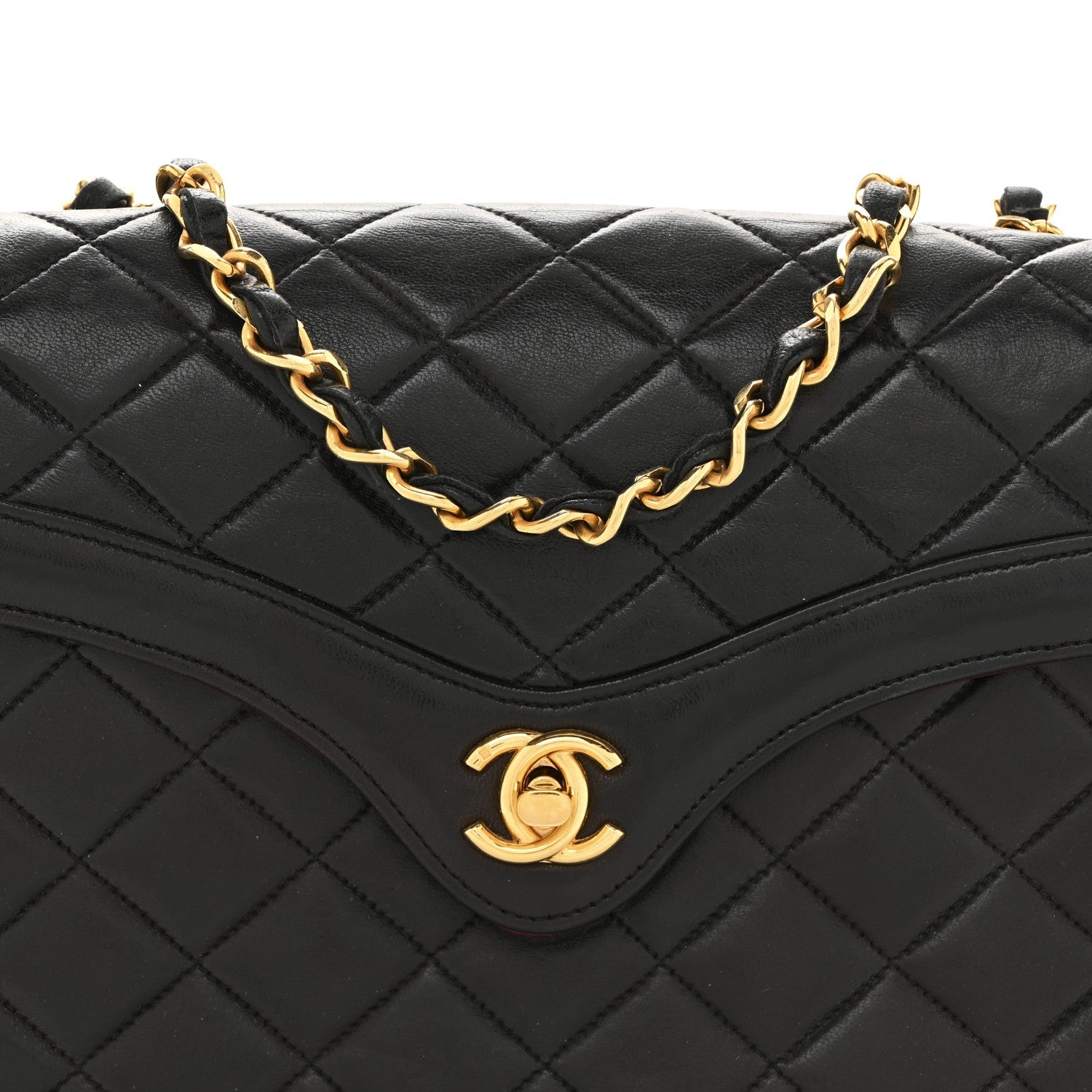 Lambskin Quilted Small Single Flap Black