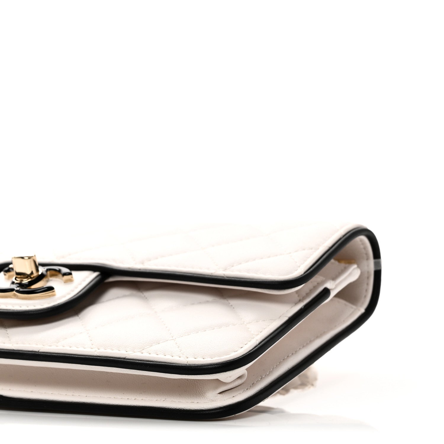 Lambskin Quilted Resin CC Mini Flap Bag White Black