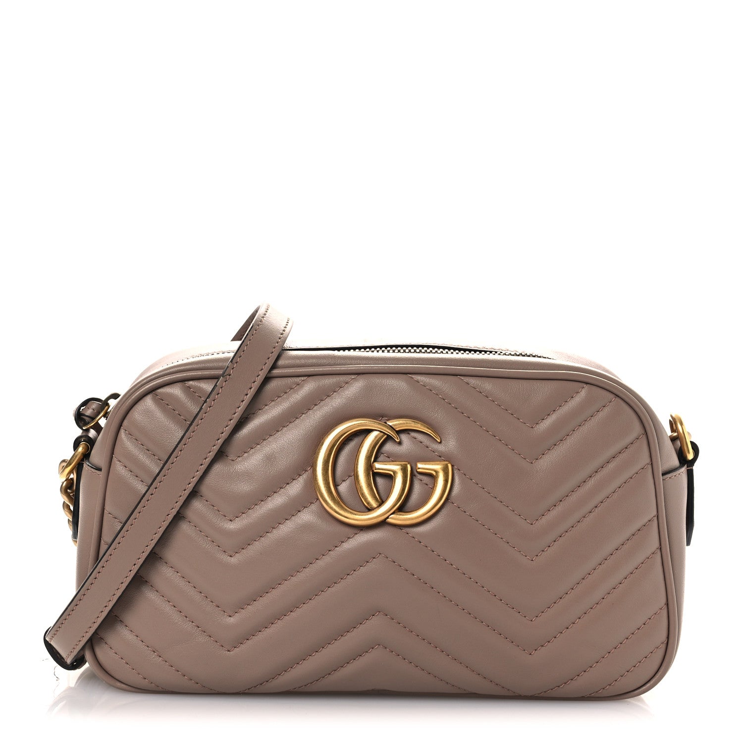Calfskin Matelasse Small GG Marmont Chain Shoulder Bag Porcelain Rose