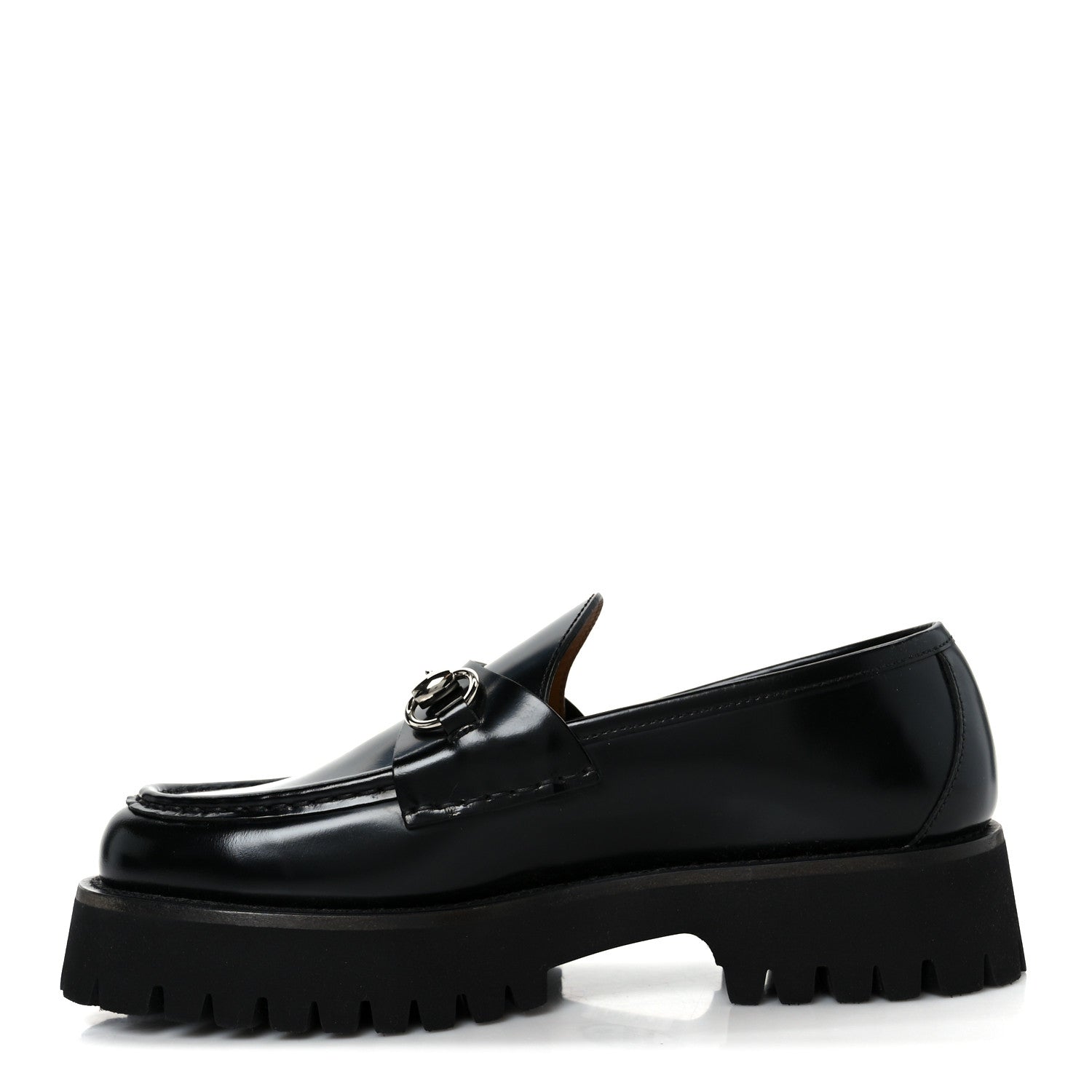 Cordovan Lux Womens Horsebit 45mm Platform Loafers 38 Black