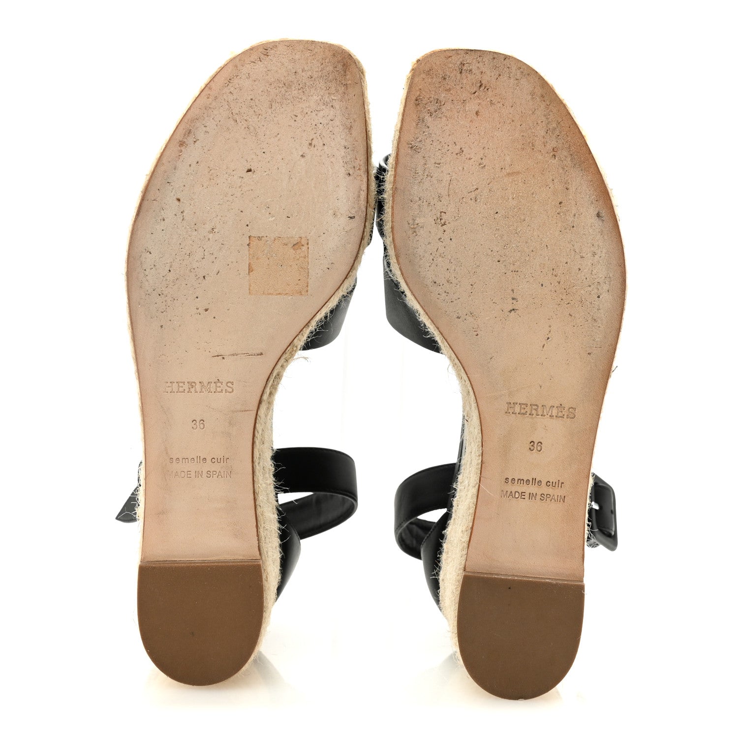 Calfskin Elda Espadrille Wedge Sandals 36 Black