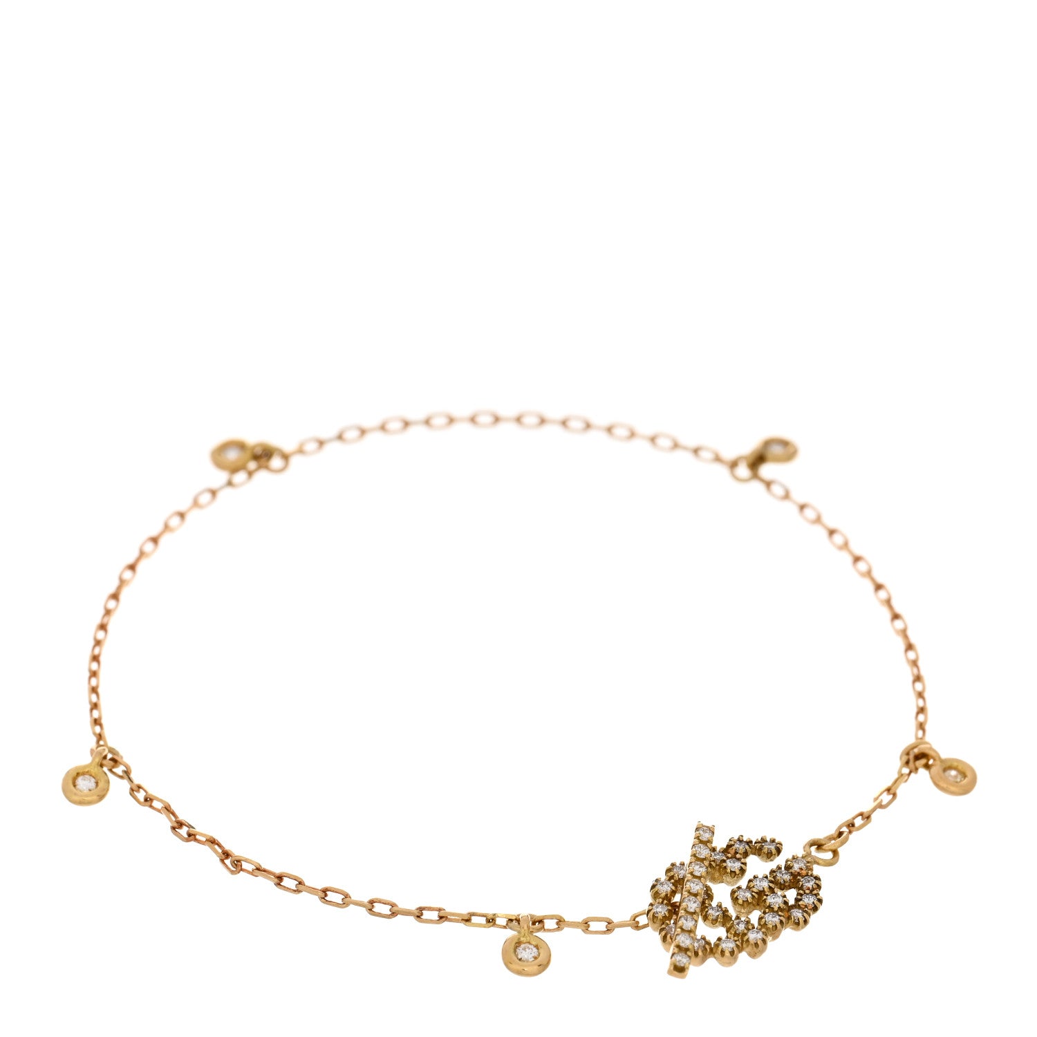 18K Yellow Gold Diamond GG Running Bracelet