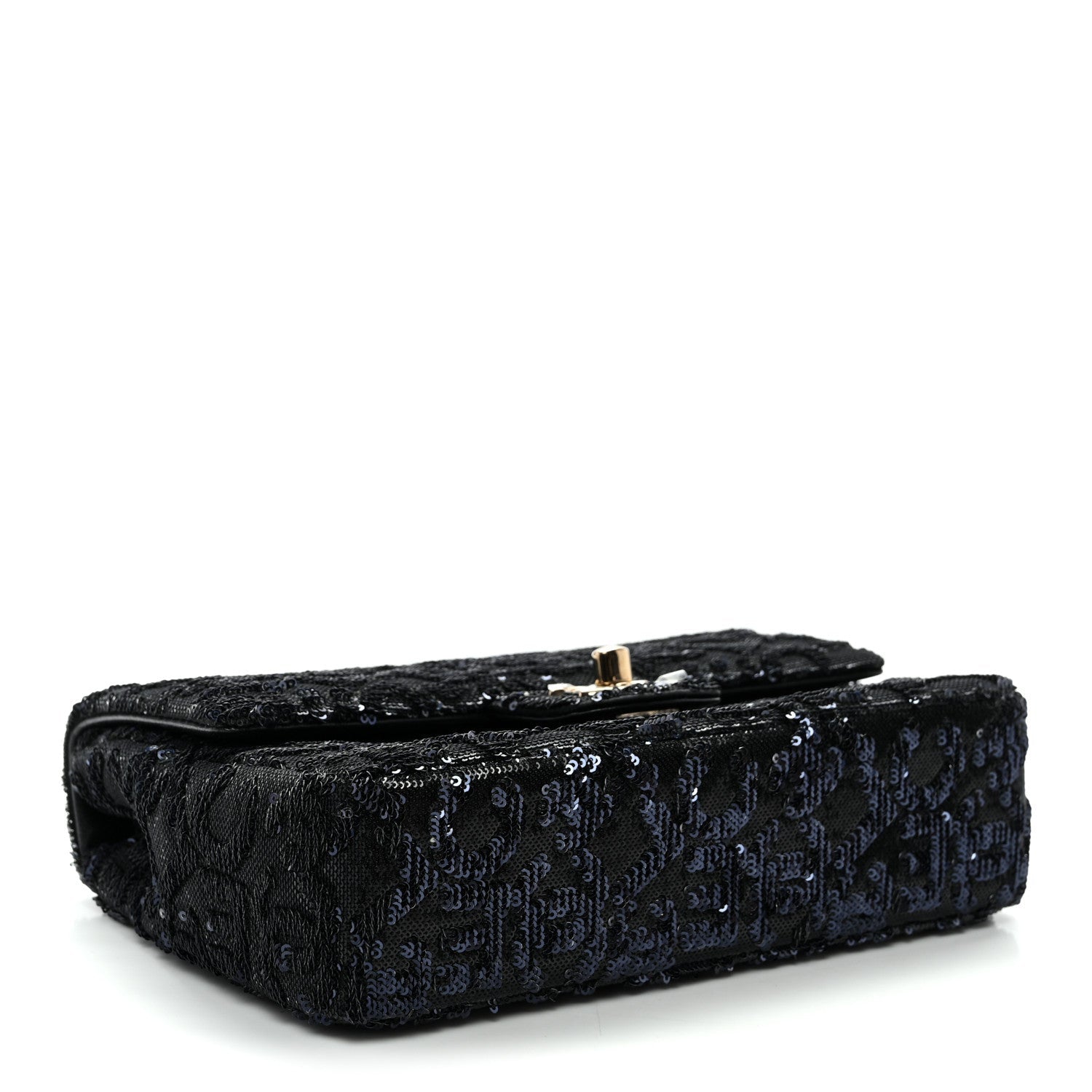 Sequin Quilted Small Single Flap Black
