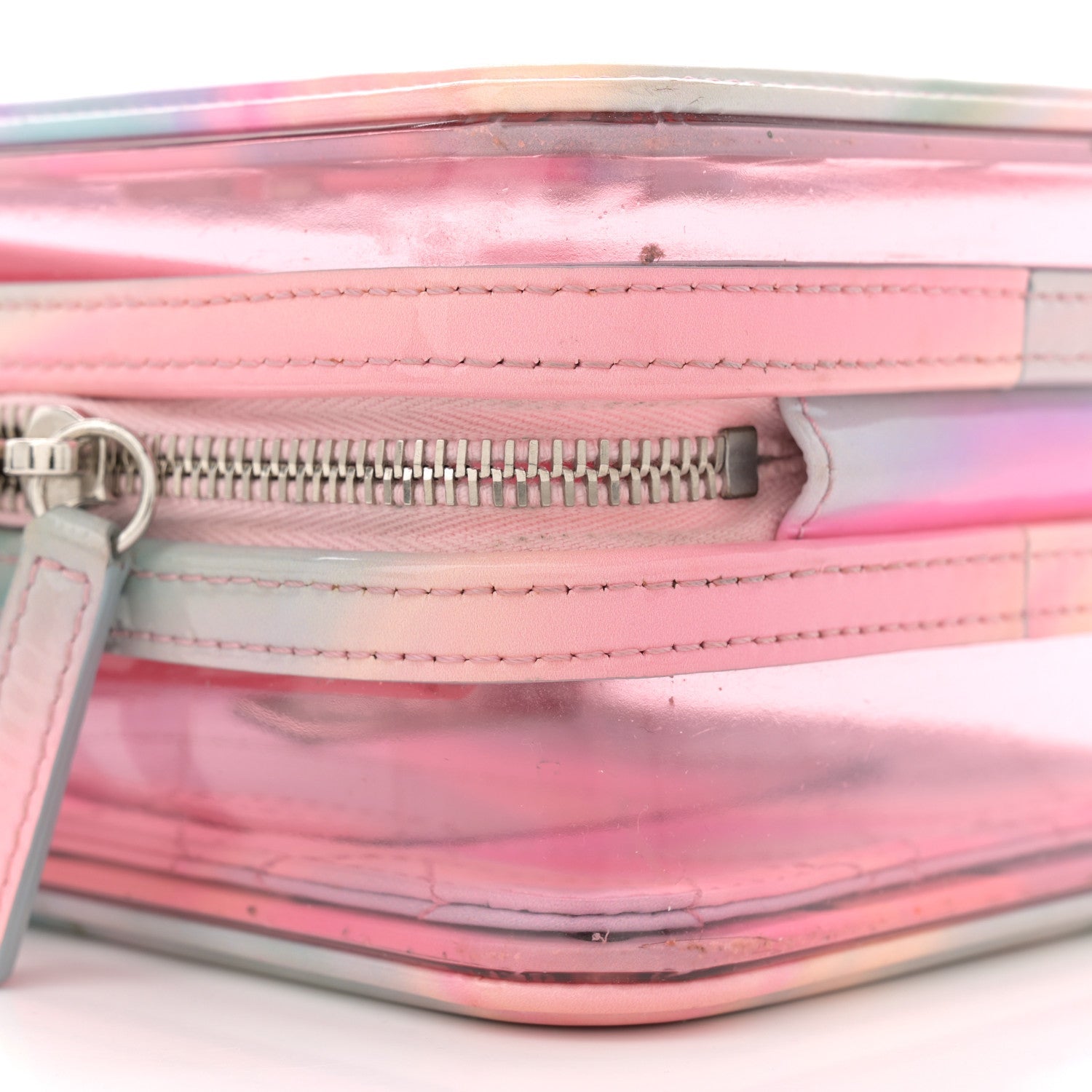 PVC Patent Calfskin Patent Lambskin Vertical Vanity Case Pink