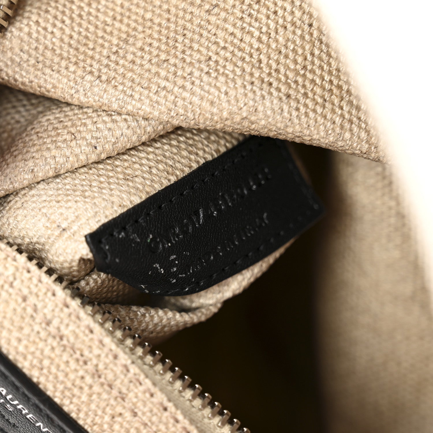 Linen Calfskin Small Rive Gauche Tote Greggio Natural