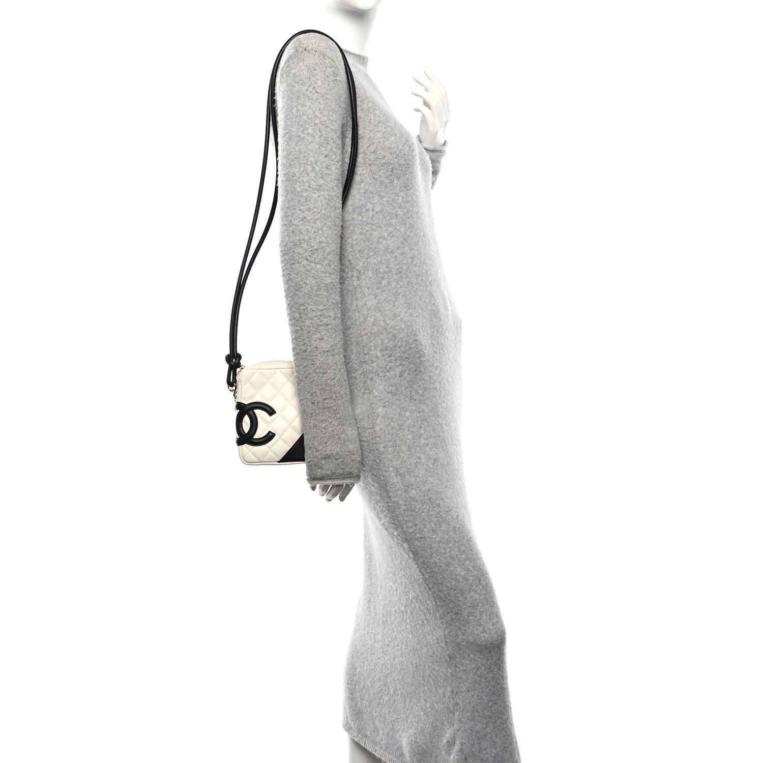 Calfskin Quilted Cambon Small Messenger White Black