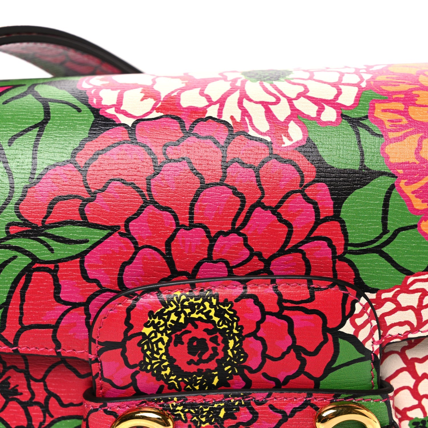 X KEN SCOTT New Shangai Calfskin Pomponica Print Horsebit 1955 Shoulder Bag Multicolor Fuxia Pompon