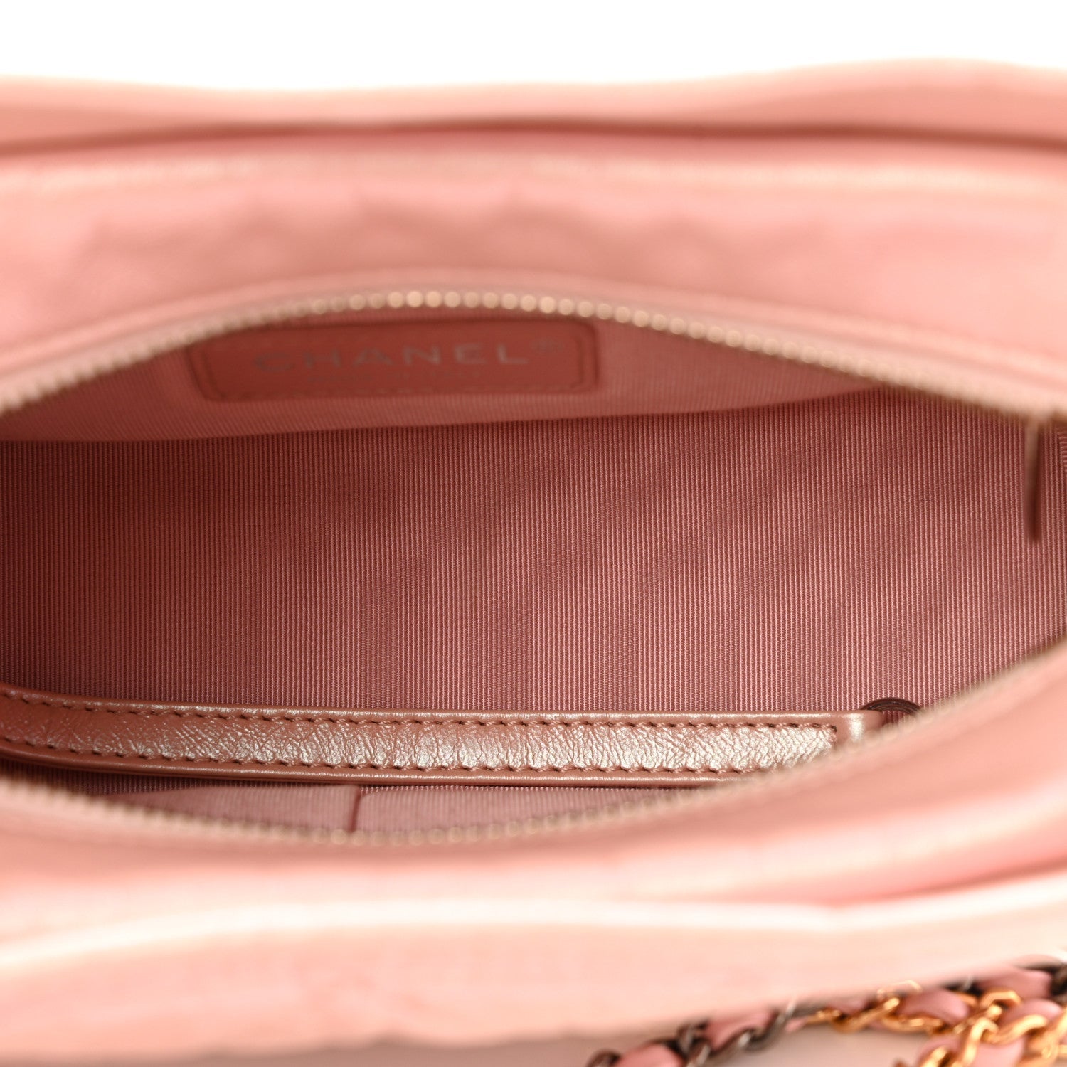Iridescent Aged Calfskin Quilted Small Gabrielle Hobo Rose