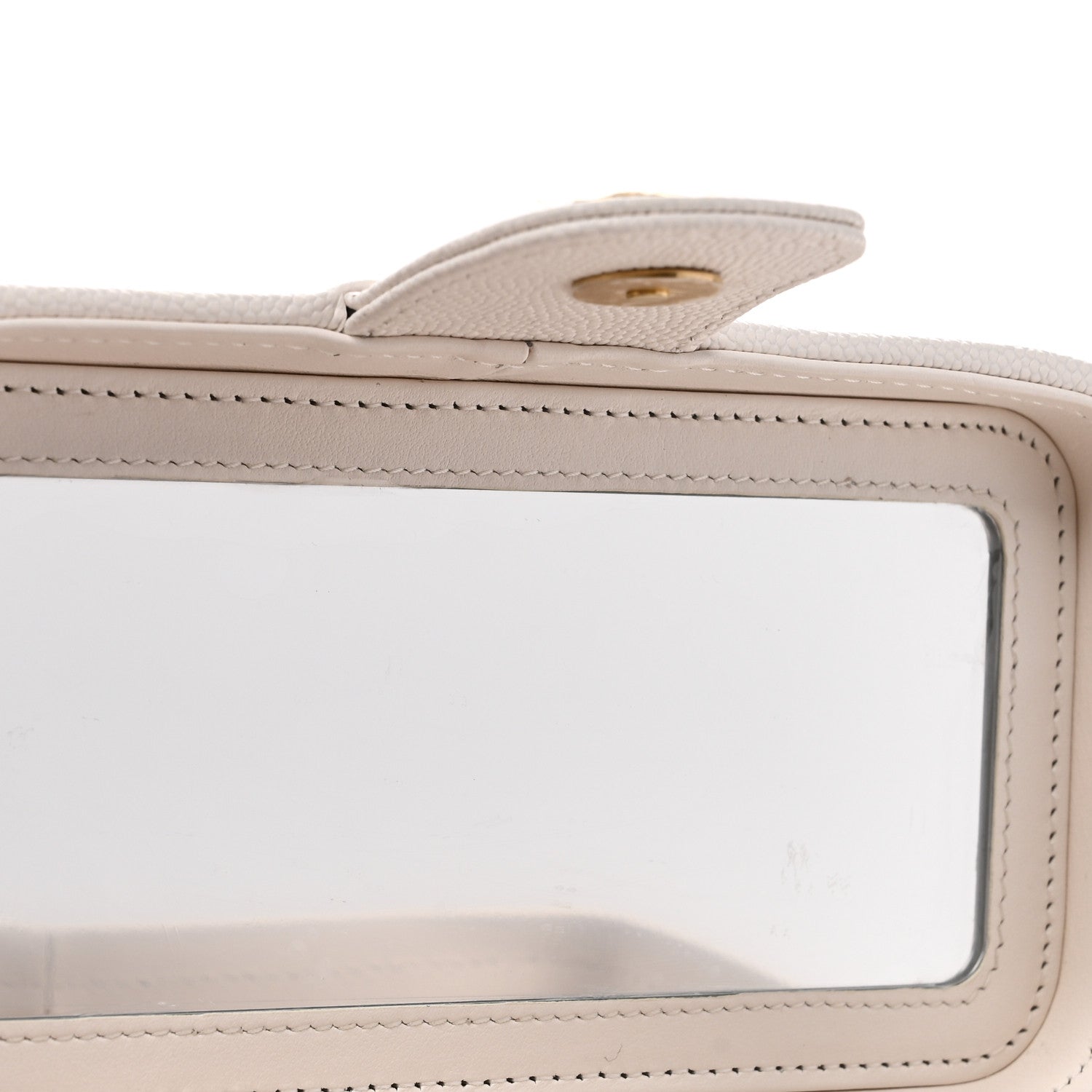 Shiny Caviar Preppy Coco Long Vanity With Strap White