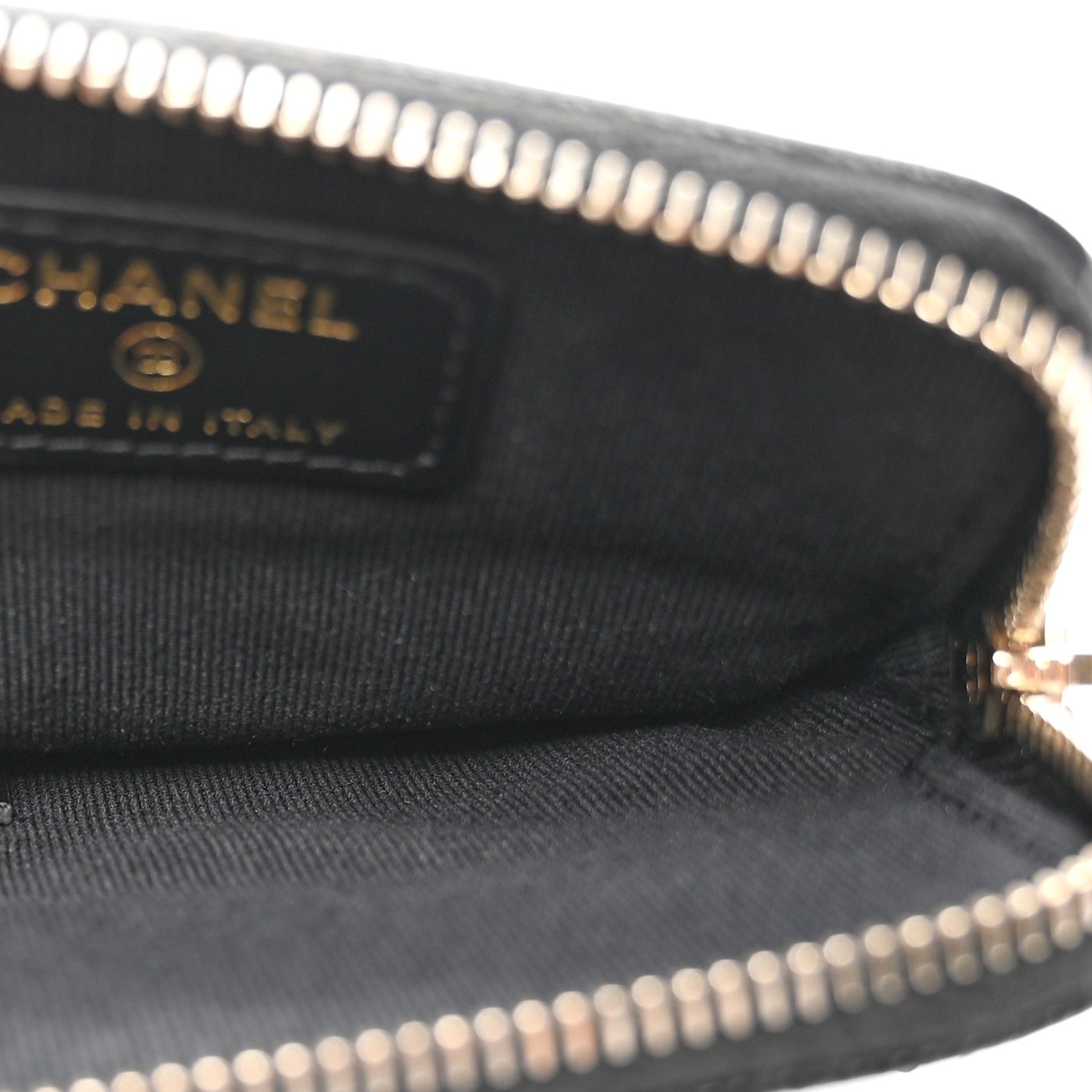 Caviar Quilted Crystal Zip Card Holder Wallet Black