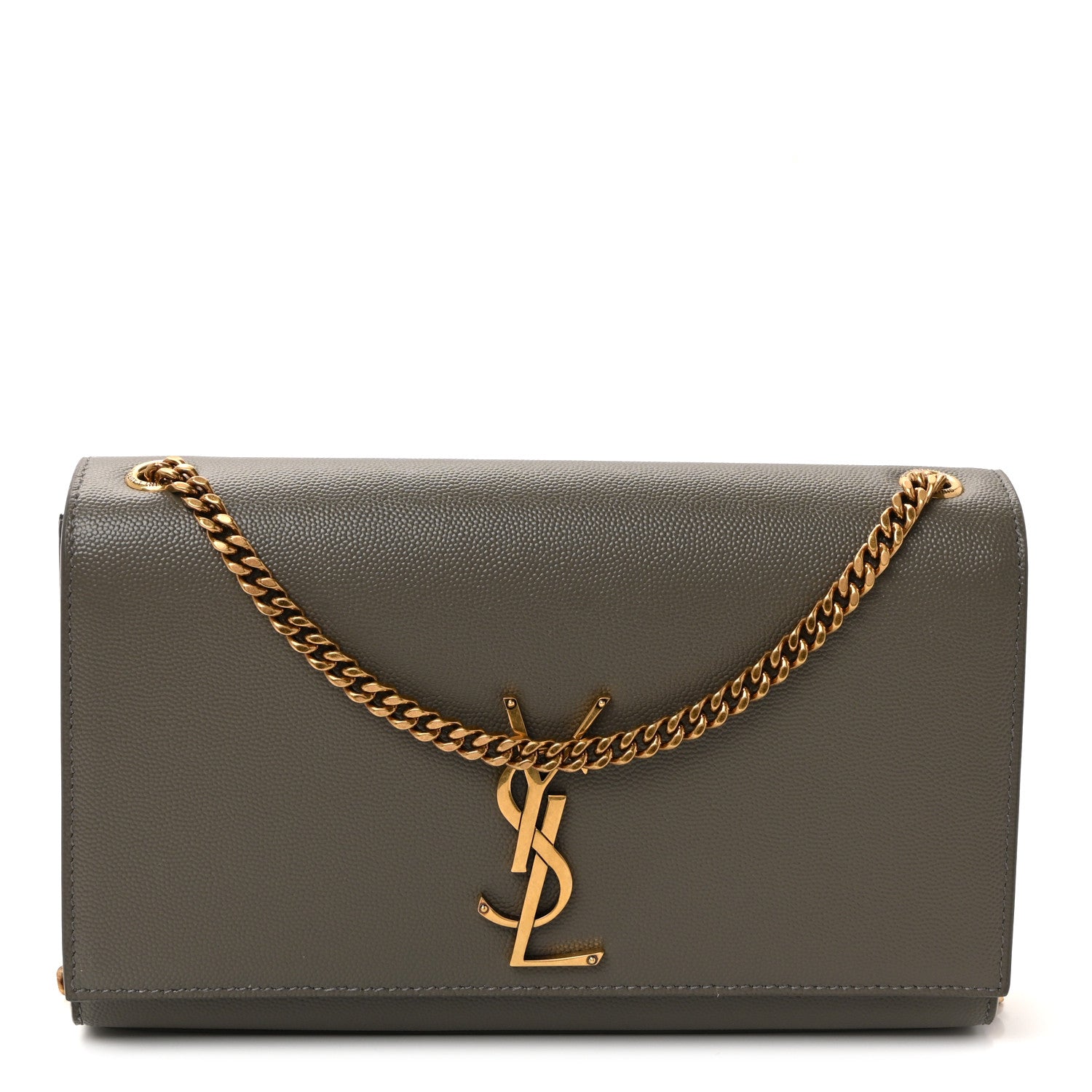 Grain De Poudre Medium Classic Monogram Kate Satchel Earth Grey