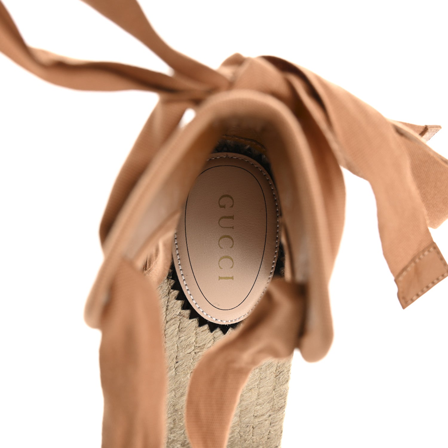 Canvas Damita GG Eyelet Espadrille Wedge Sandals 38 Blondie Cognac