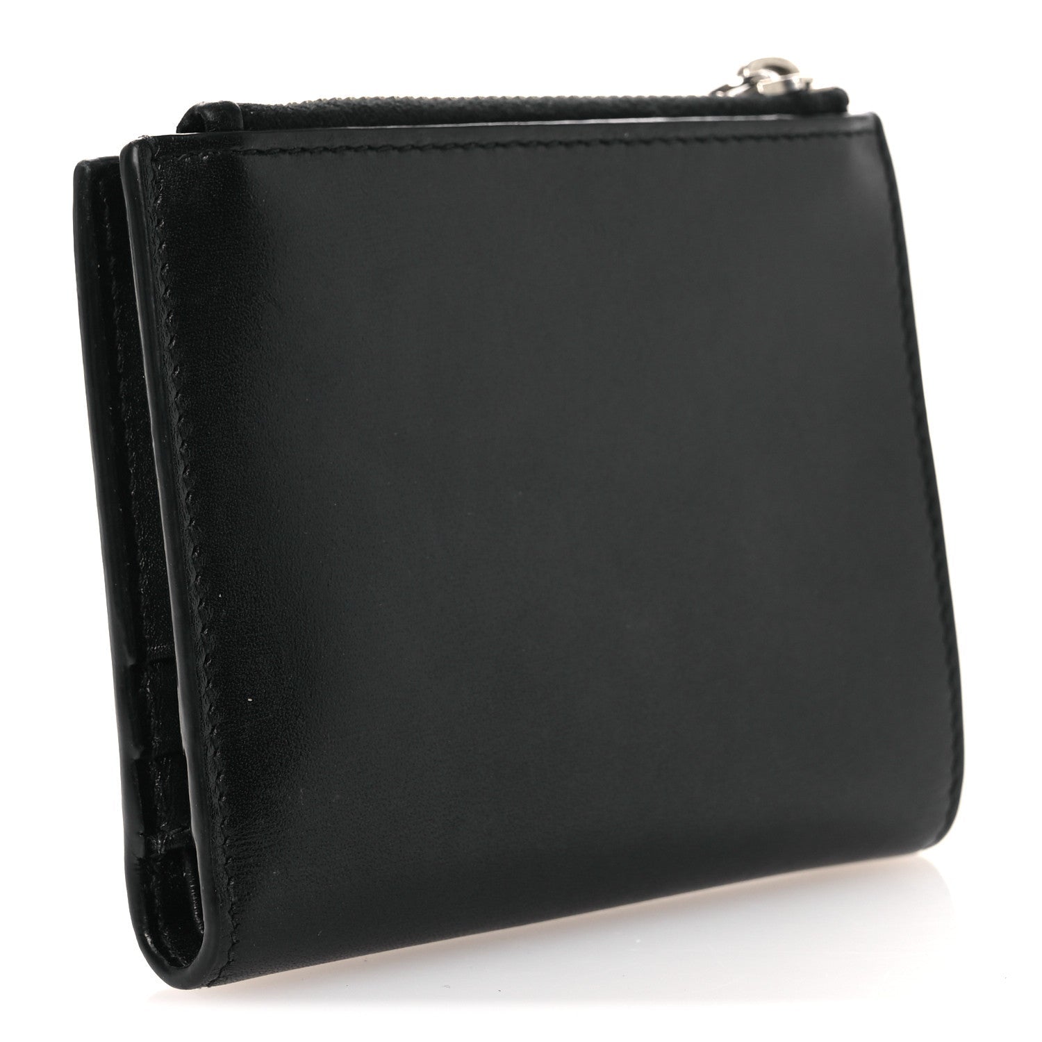 Smooth Calfskin Monogram Zipped Card Case Black