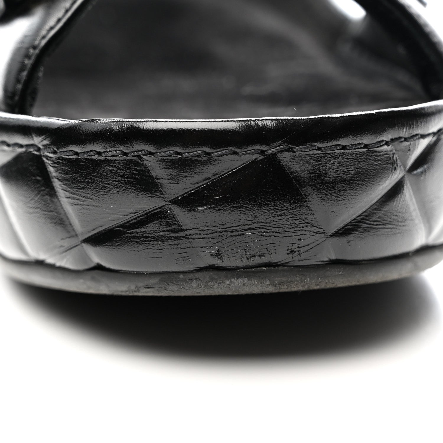 Shiny Calfskin Logo Platform Sandals 39 Black