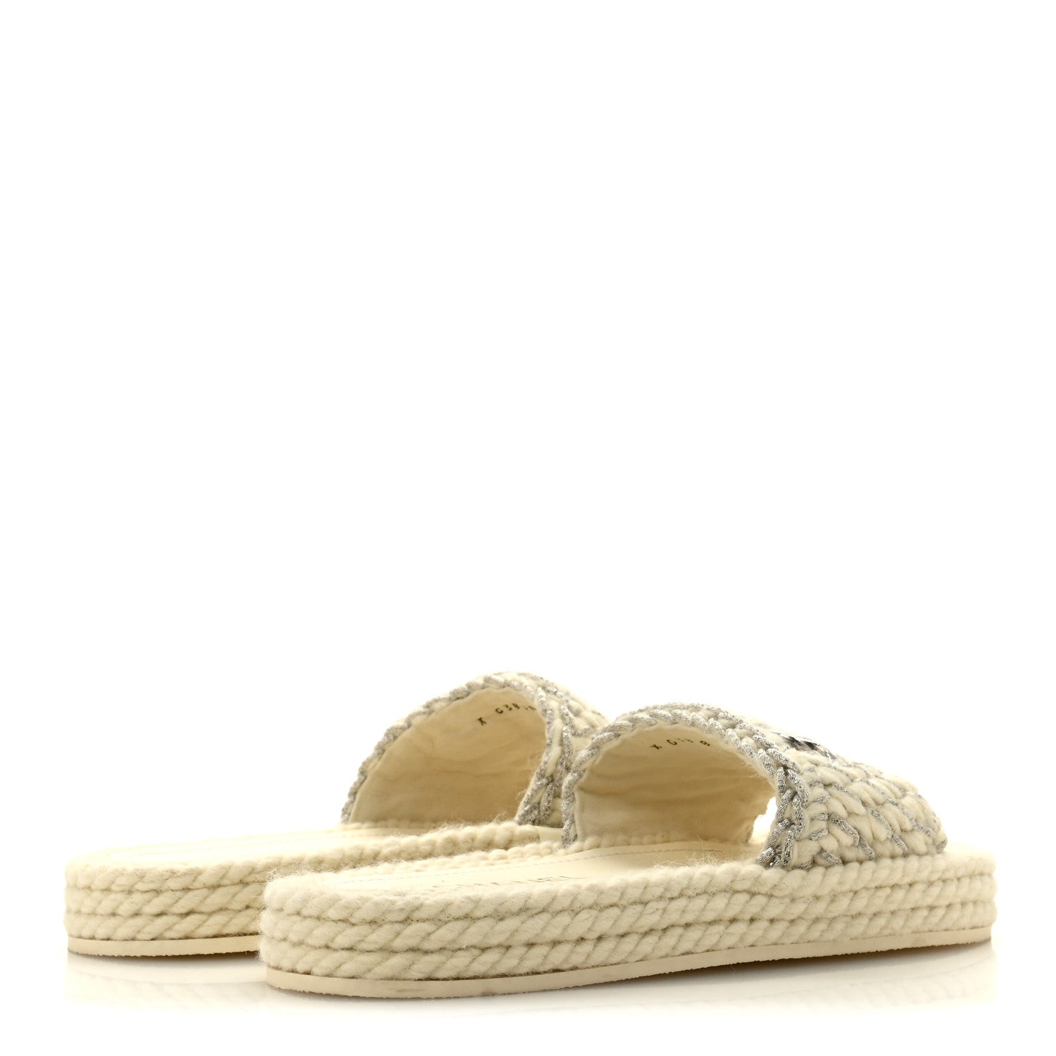 Braided Knit CC Mules 39 Ecru