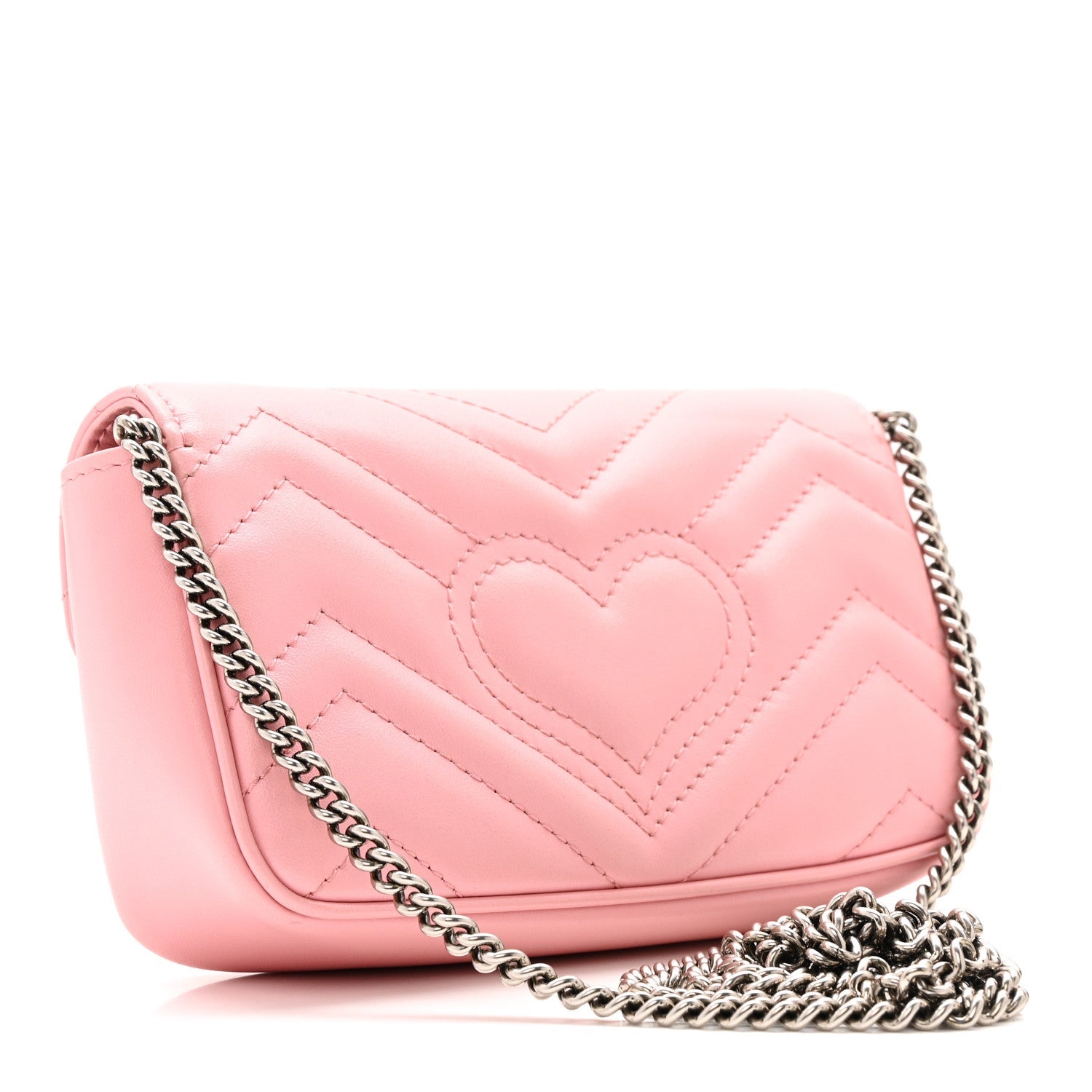 Calfskin Matelasse Super Mini GG Marmont Shoulder Bag Wild Rose