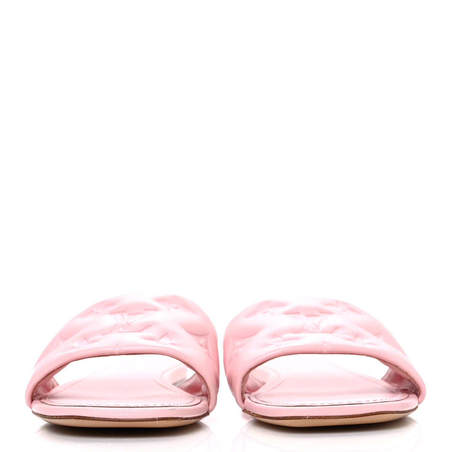 Lambskin Embossed Monogram Revival Flat Mules 37 Light Pink