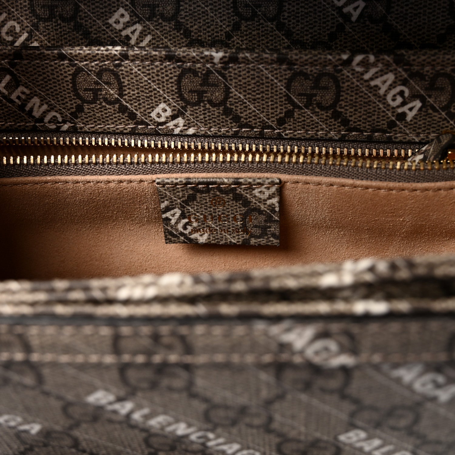 X BALENCIAGA GG Supreme Monogram Logo Print Horsebit 1955 Shoulder Bag Beige Ebony