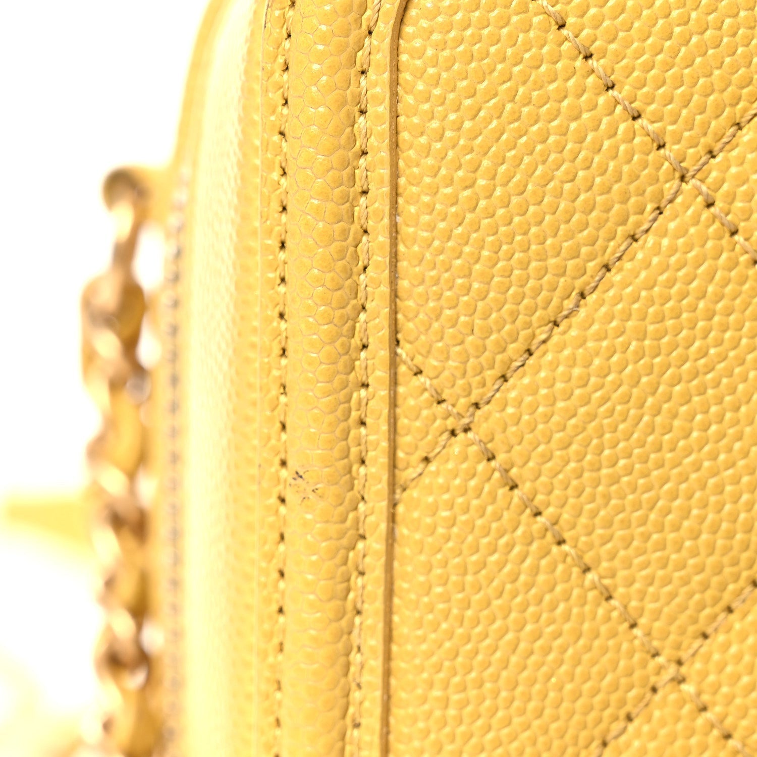 Caviar Quilted Small CC Filigree Vanity Case Yellow