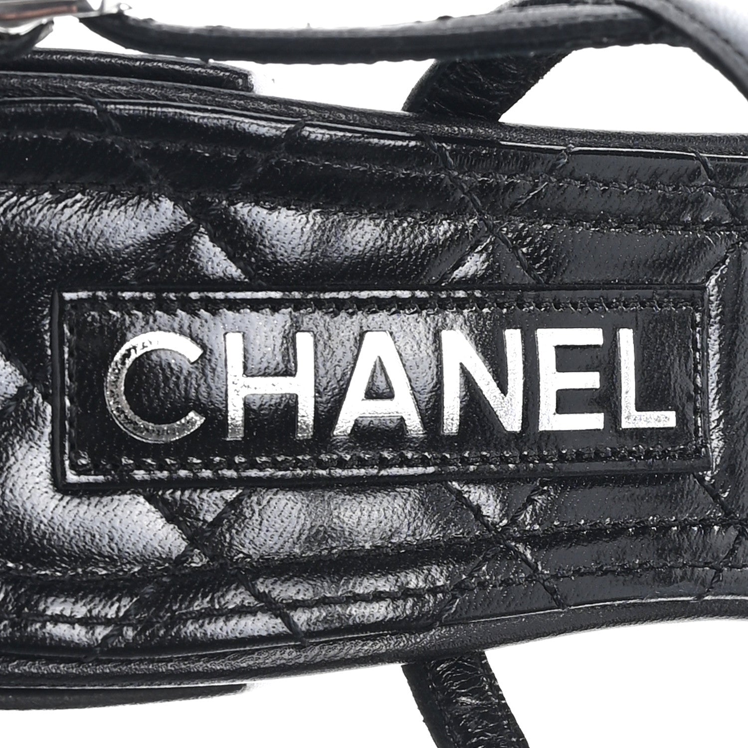 Laminated Lambskin Pearl CC Sandals 37.5 Black