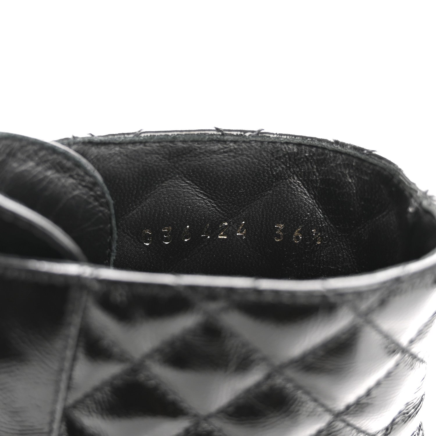 Shiny Goatskin Calfskin Quilted Lace Up Combat Boots 36.5 Black