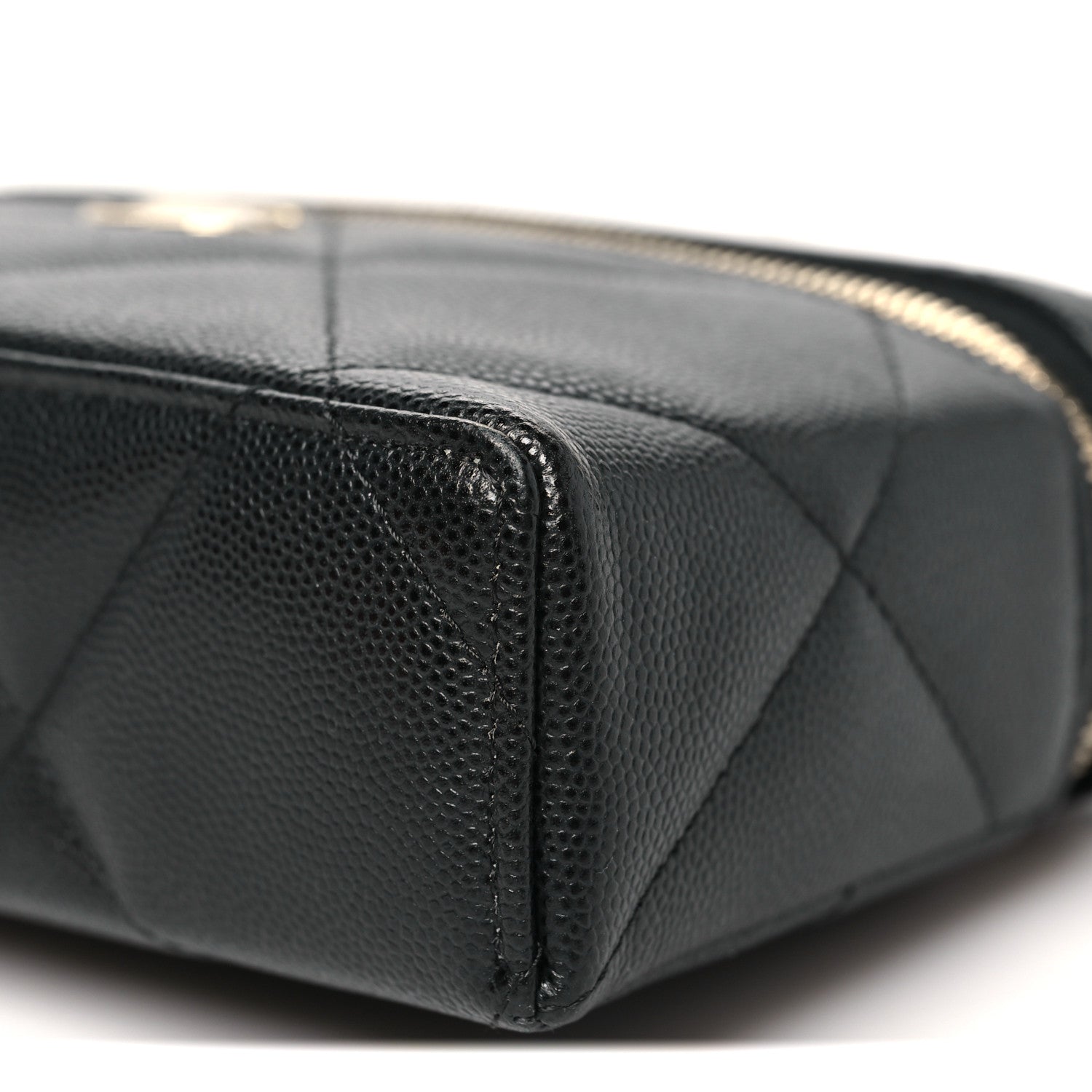 Caviar Quilted Top Handle Slim Vanity With Chain Black